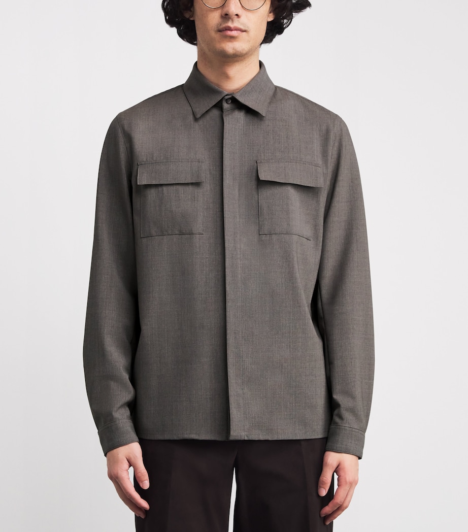 Stretch-Virgin Wool Shirt TAUPE 2600 Image 3