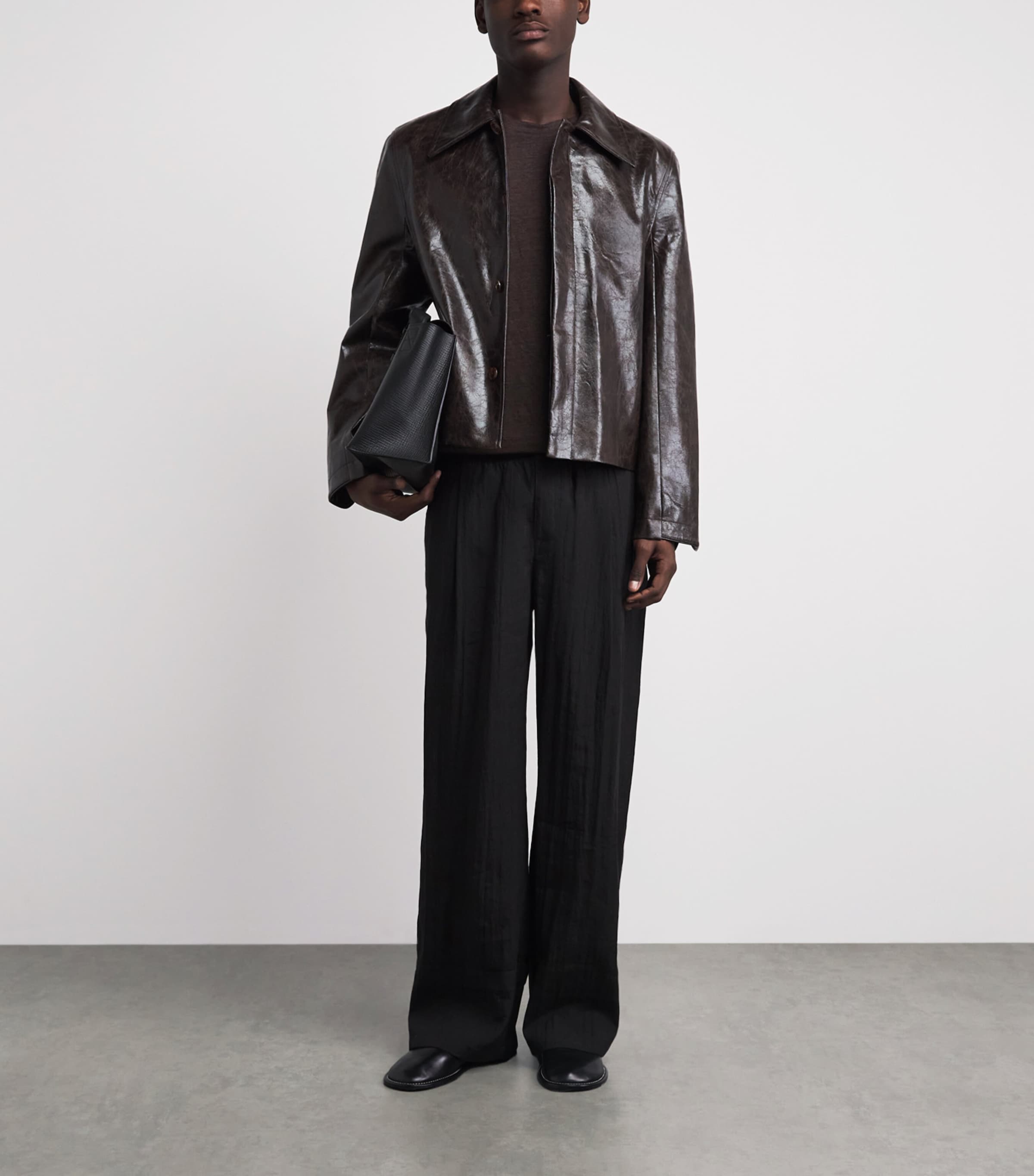 Sandro Paris Mens Linen T-Shirt Black Brown Image 2