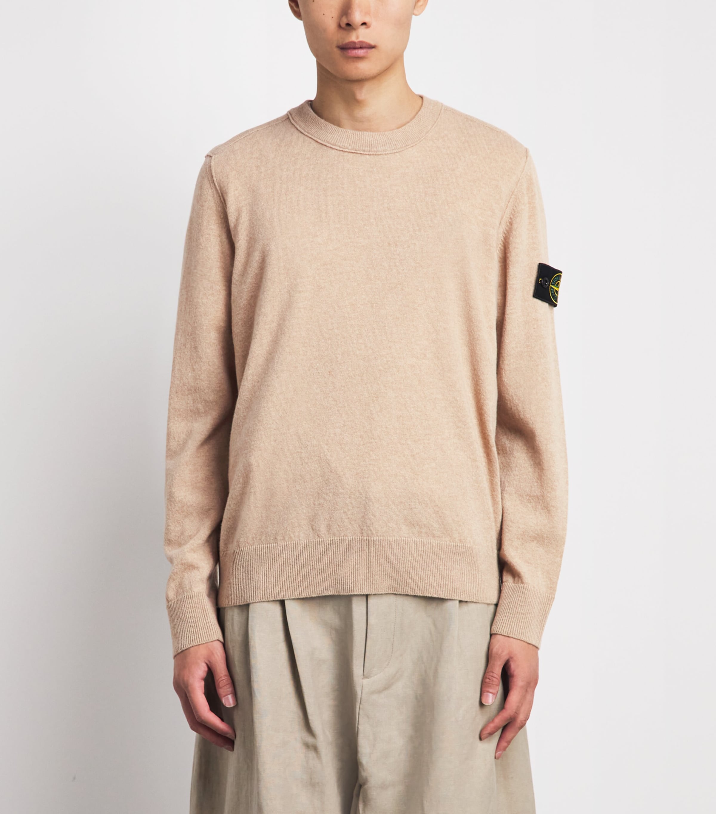 Stone Island Mens Virgin Wool Compass Logo Sweater Image 4