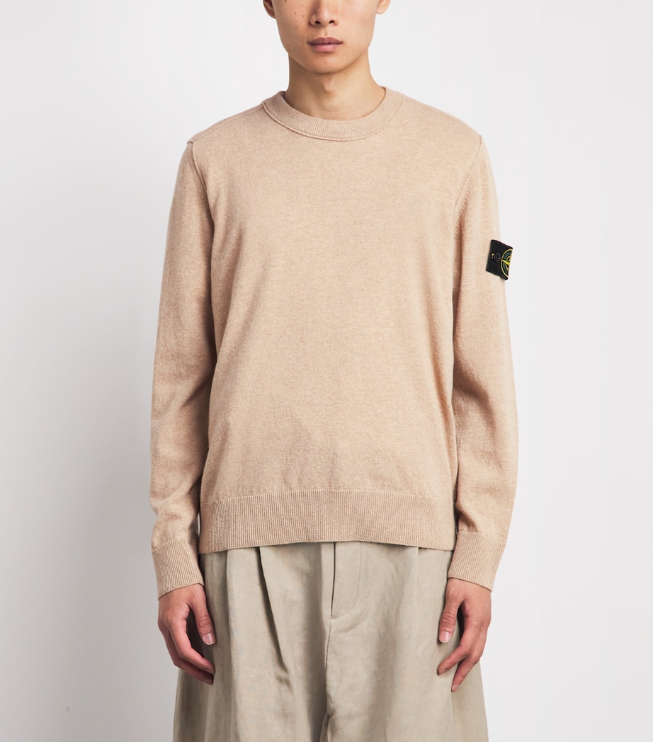 Stone Island Mens Virgin Wool Compass Logo Sweater Image 4