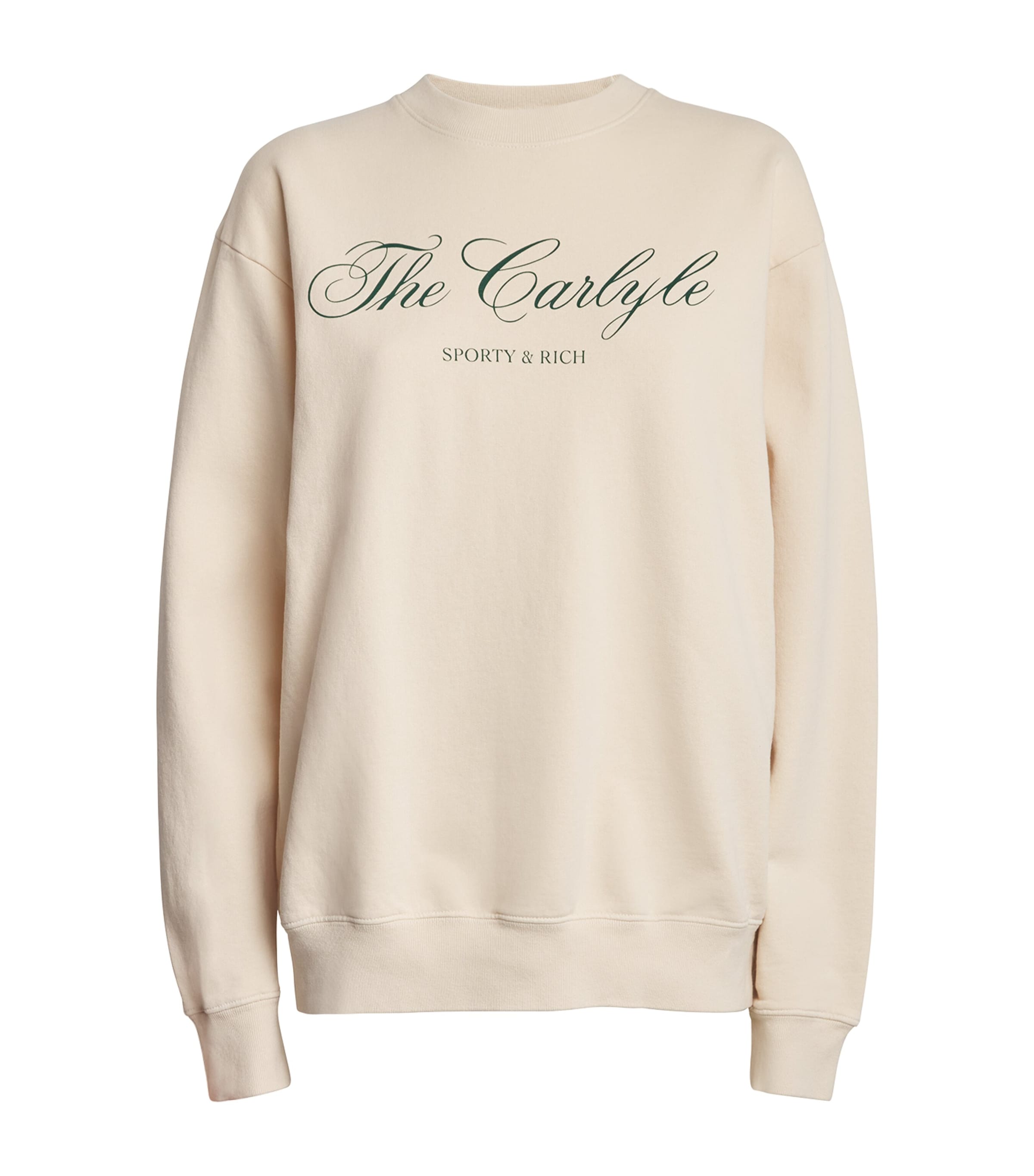 Sporty & Rich Cotton Carlyle Script Sweatshirt | Women Clothing | Tops | Sweatshirts & Hoodies | Loungewear | Lounge Tops | Designers | Sporty & Rich | 5234
