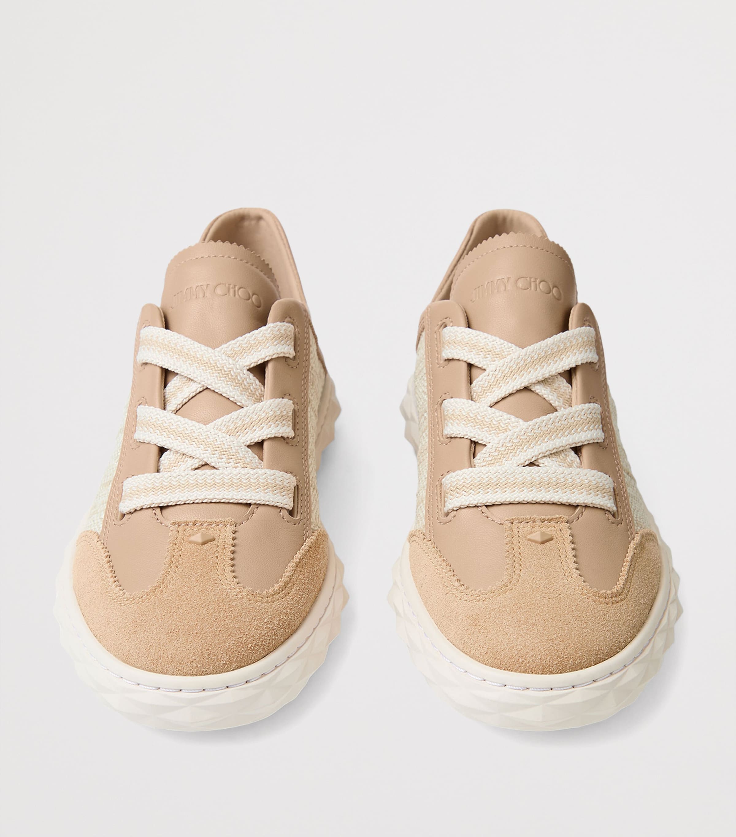 Jimmy Choo Nude Diamond Light Flex Leather Woven Sneakers | Harrods US