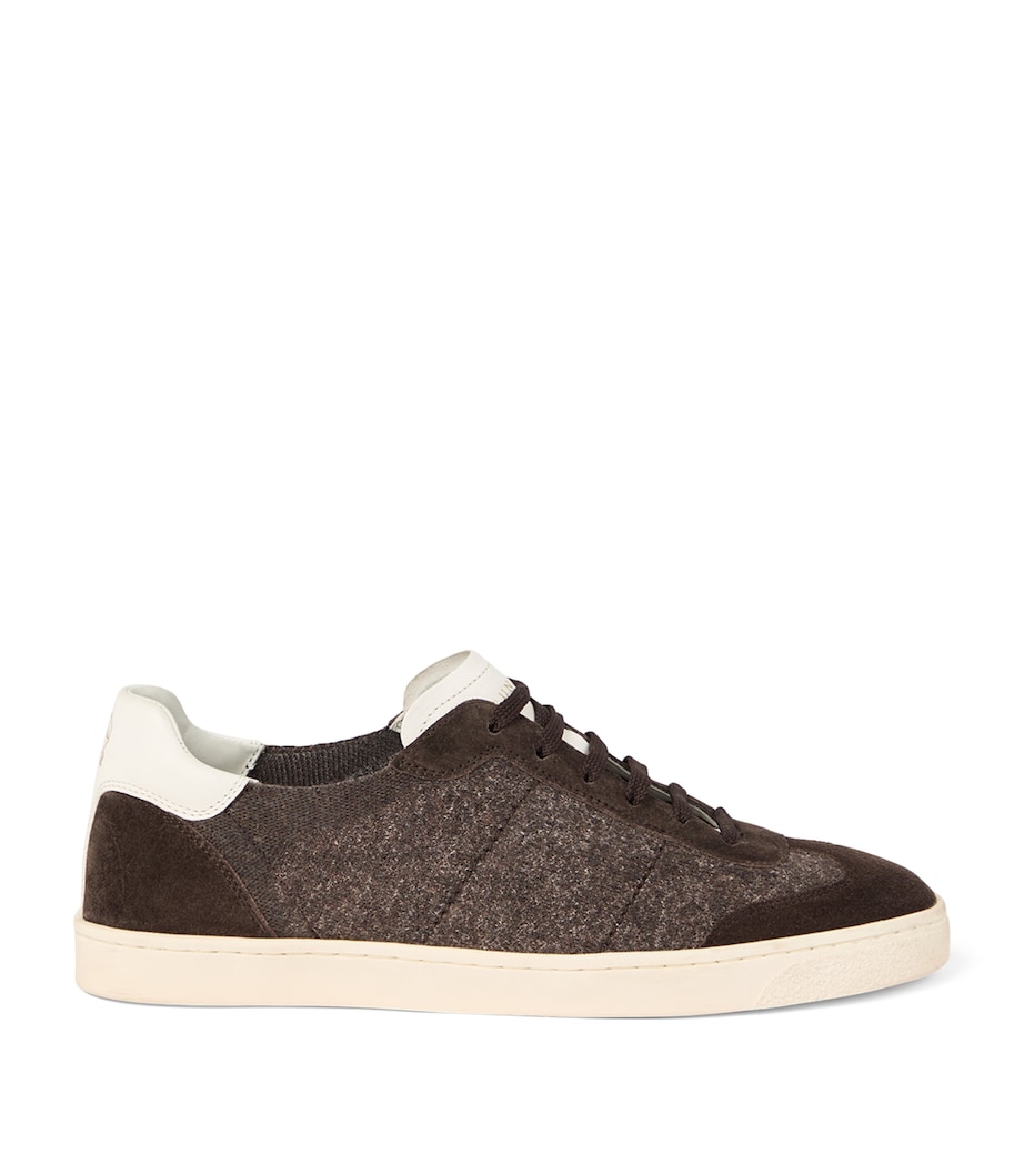 Cotton, Washed Suede and Calfskin Sneakers - Image 1