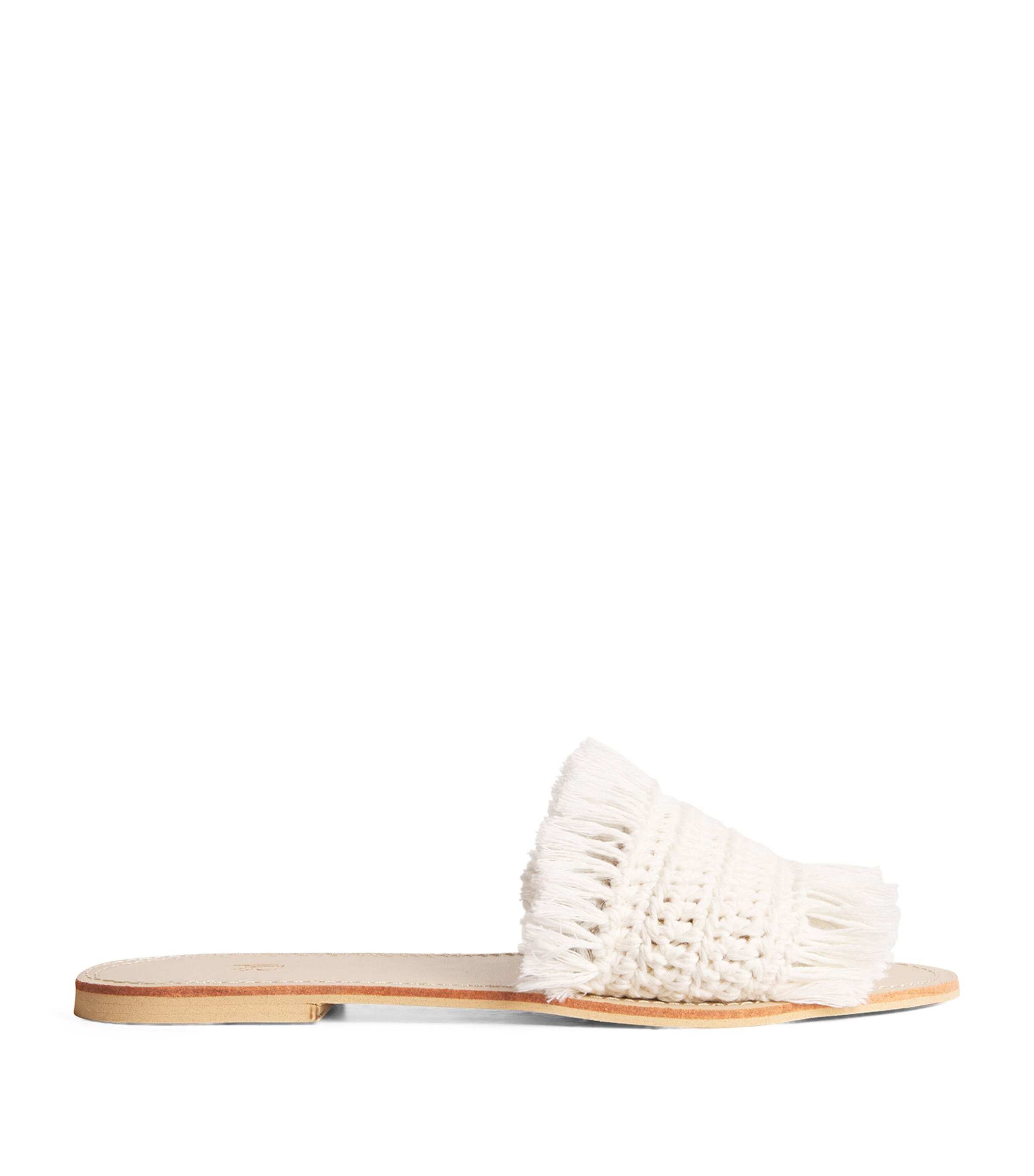 RAMLA Cotton-Leather Woven Slides | Holiday Shop | Womens | Sandals | Women Shoes | Sliders