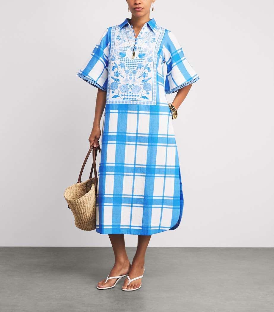 Verandah Womens Printed Collared Tunic Midi Dress Ivry & Blu Mdrs Chks Image 2