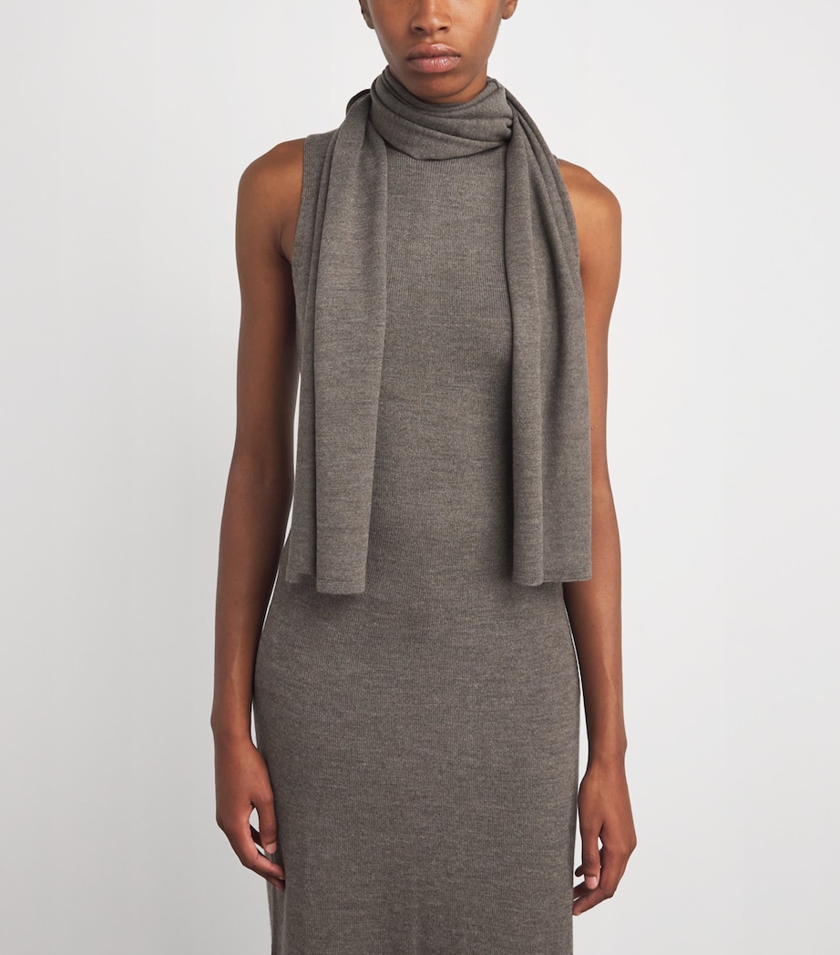 Wool Scarf-Neck Canal Midi Dress TRUF TRUFFLE Image 4