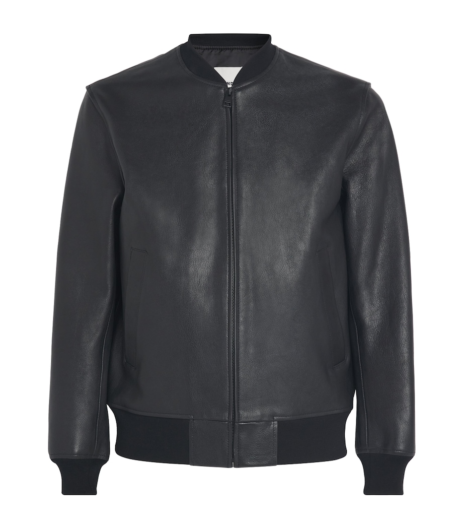 Leather Bomber Jacket BLACK Image 1