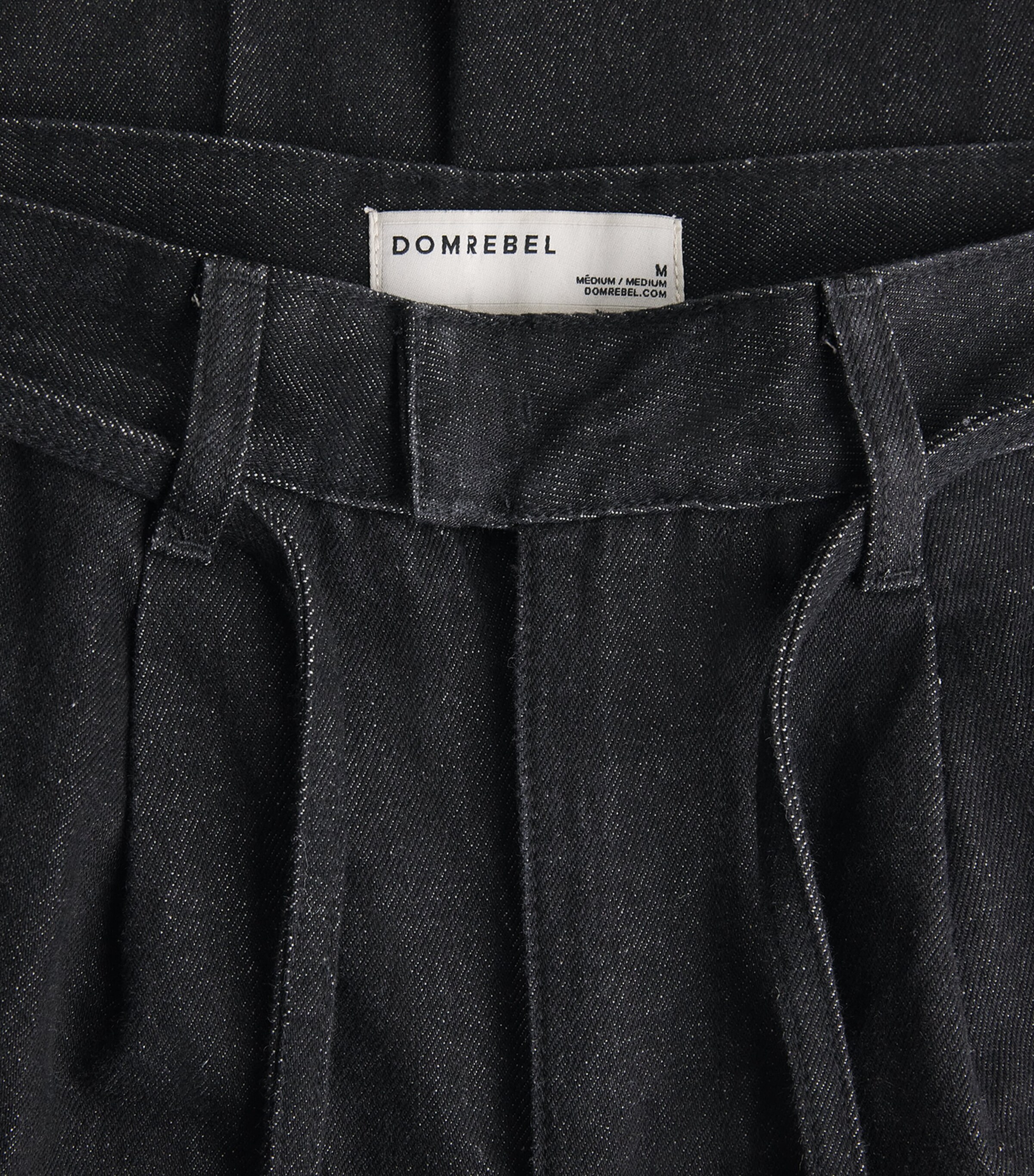 DOMREBEL Mens Denim Pleated Lazy Trousers Faded Black Image 6