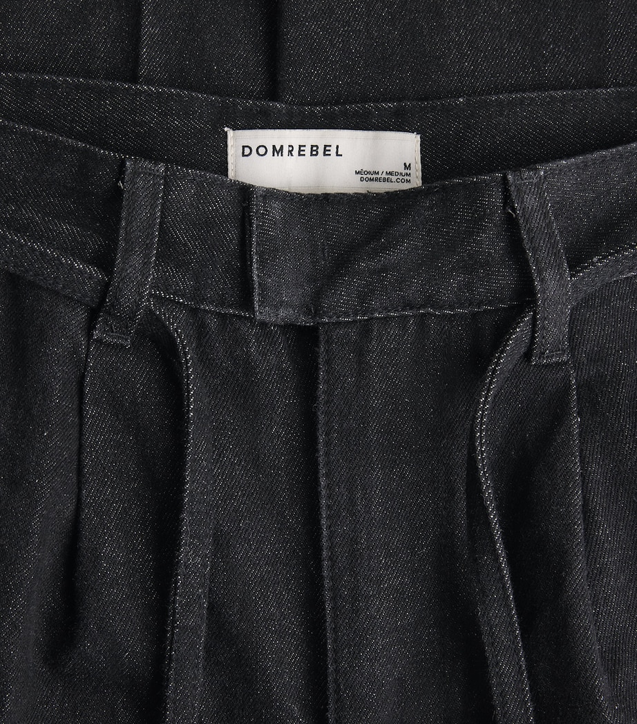 DOMREBEL Mens Denim Pleated Lazy Trousers Faded Black Image 6