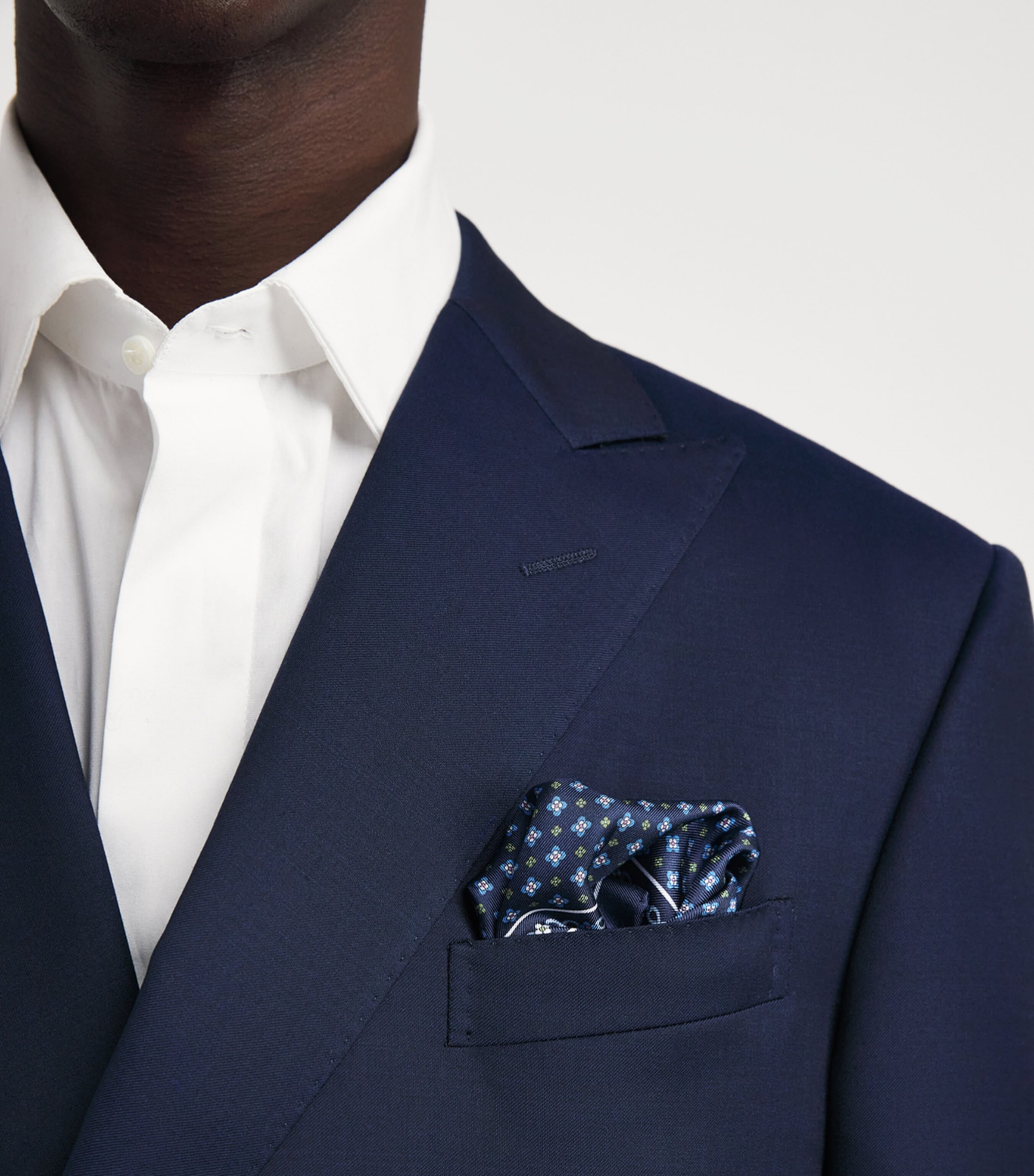 Silk Floral Pocket Square NAVY BLUE Image 2