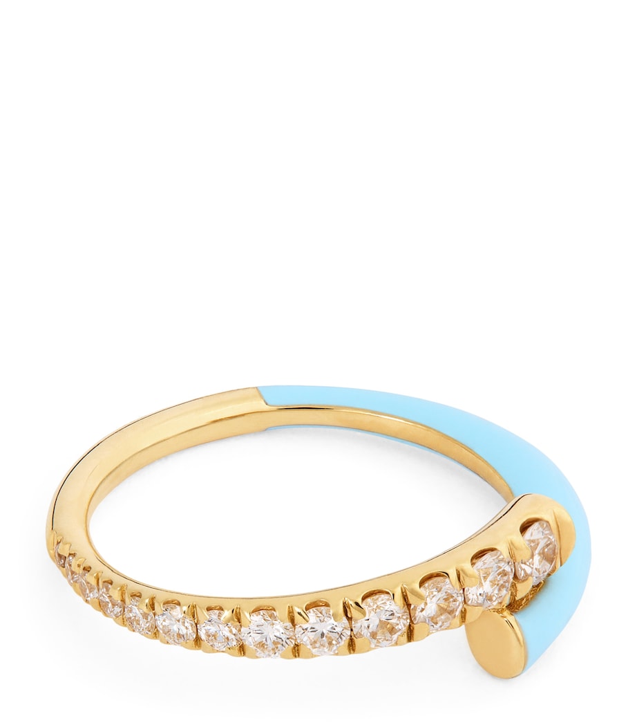 Yellow Gold, Diamond and Enamel Lola Pinky Ring YELLOW GOLD Image 1