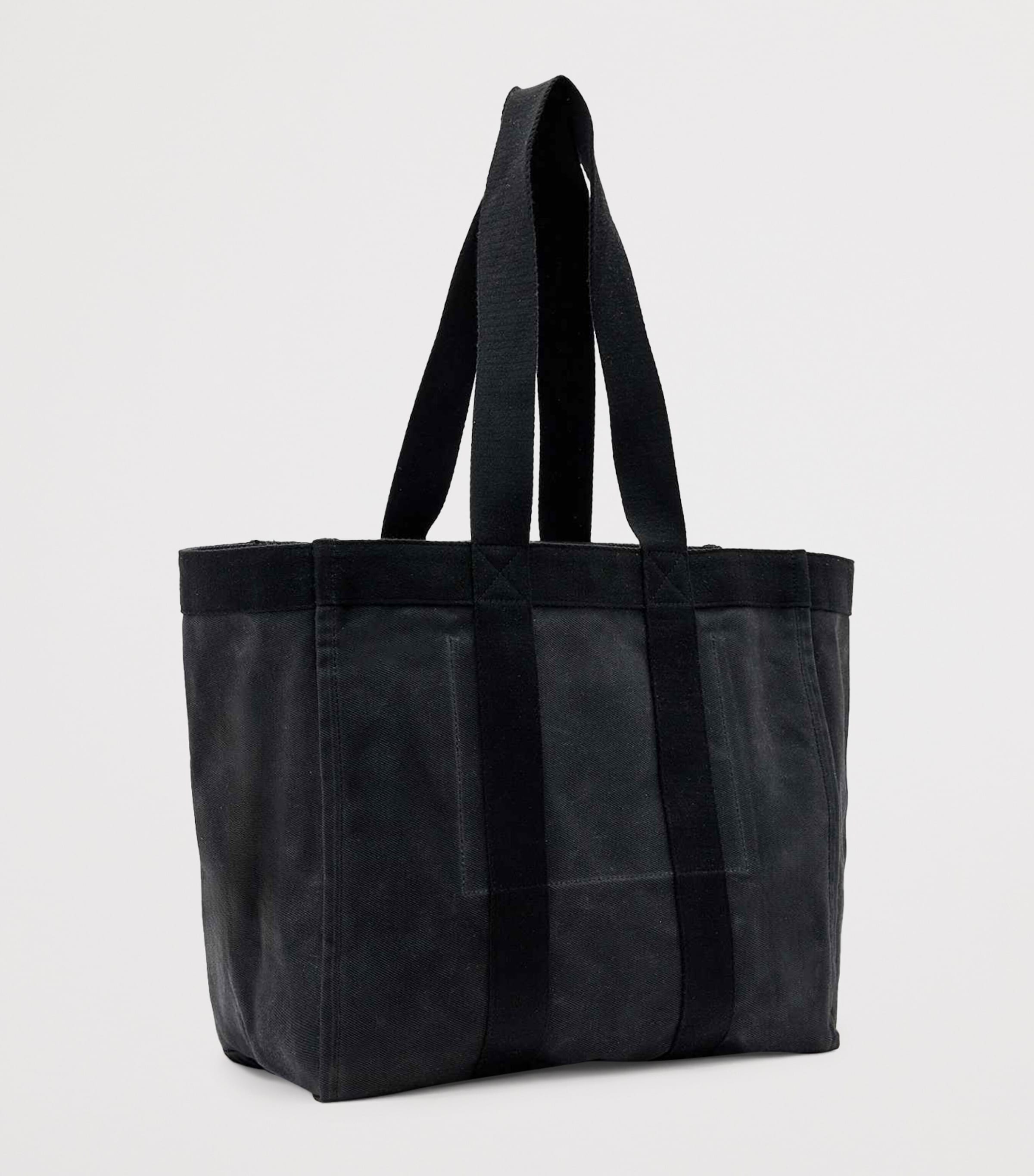 AllSaints Organic Cotton Canvas Layo Tote Bag Washed Black Image 4