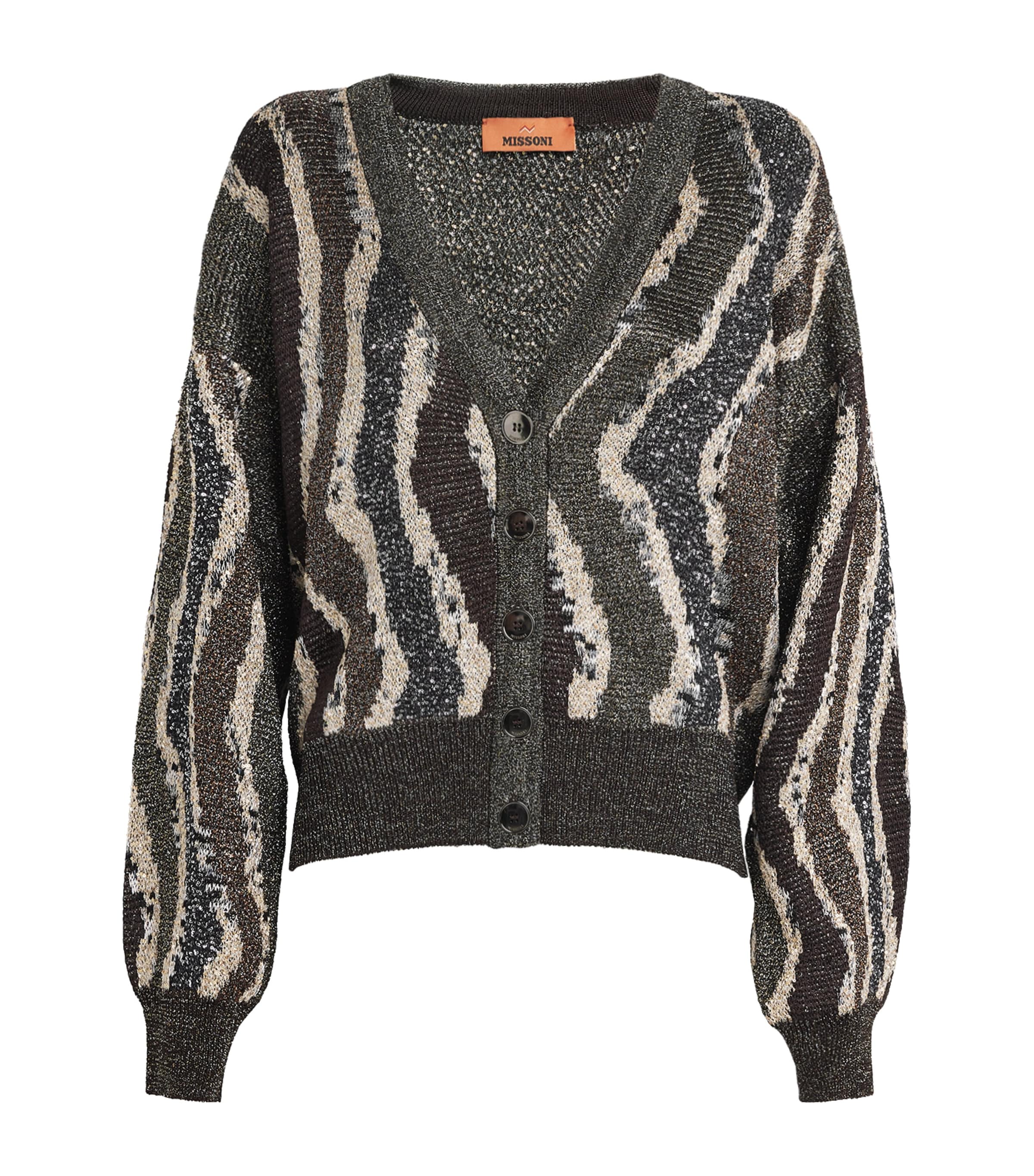 Missoni Wave Pattern Cardigan Sweaters And Cardigans Multicolor In Brown