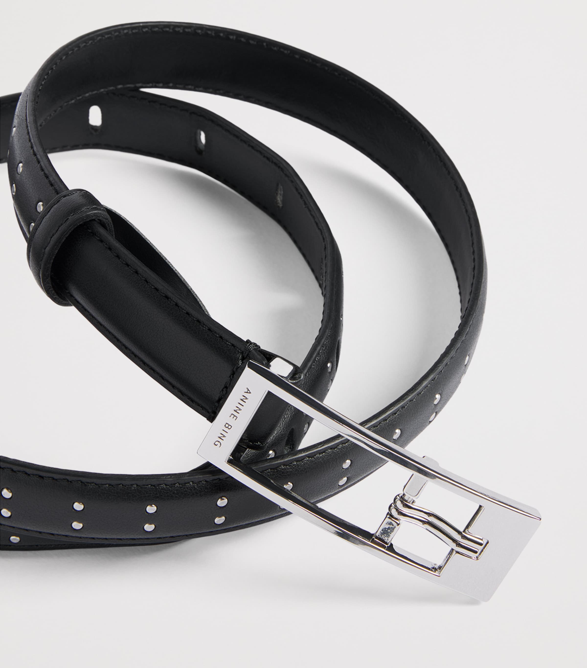 ANINE BING Leather Studded Ely Belt Black Image 4