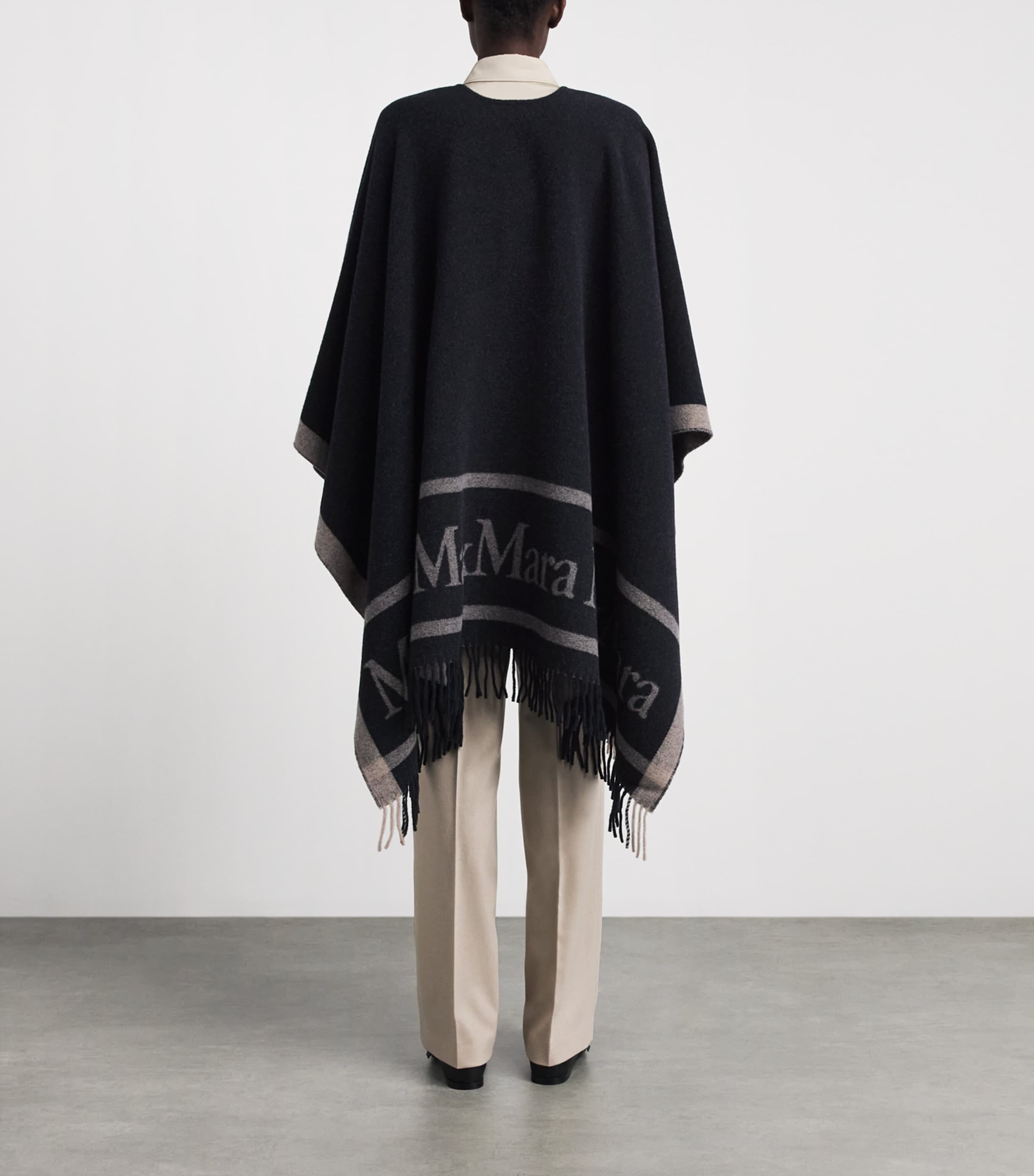 Max Mara Womens Wool Logo Poncho Ultramarine Image 4