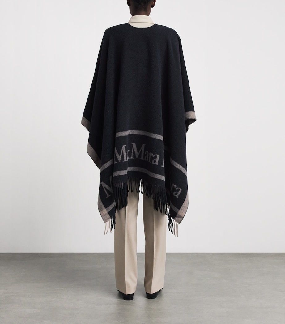 Max Mara Womens Wool Logo Poncho Ultramarine Image 4