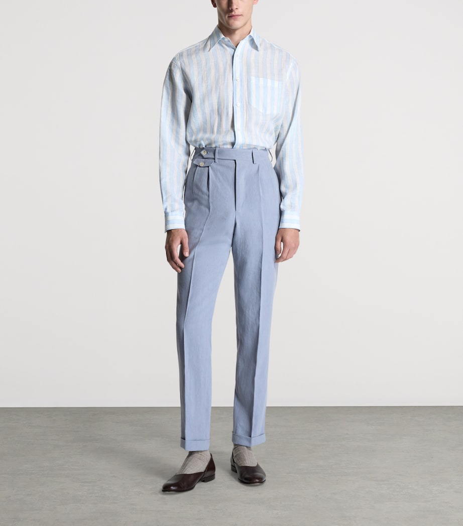 Dunhill Mens Linen Shirt Blue Image 2