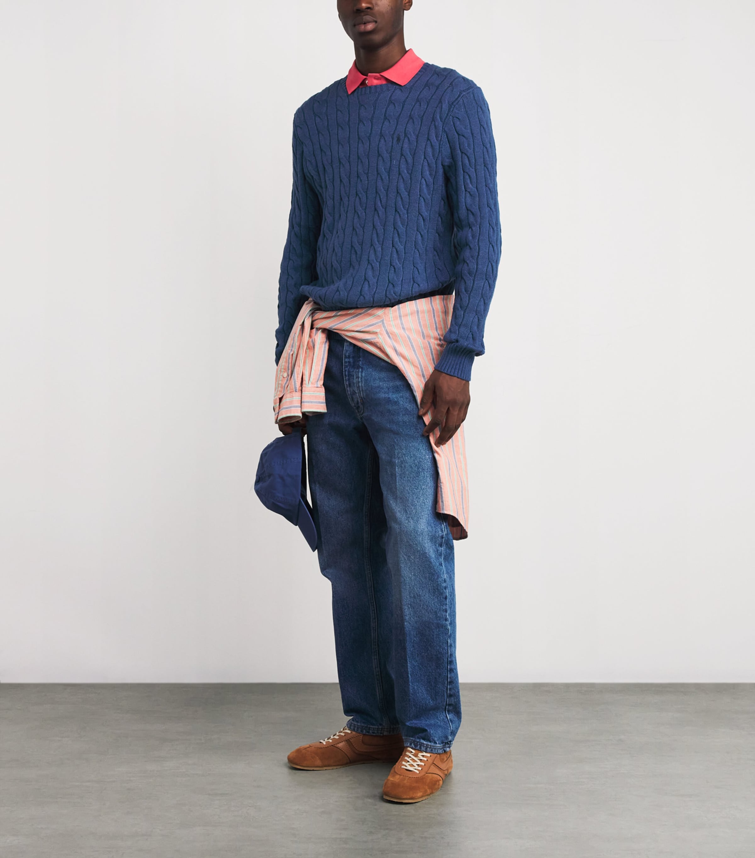 Polo Ralph Lauren Mens Cotton Cable-Knit Sweater Navy Heather Image 2