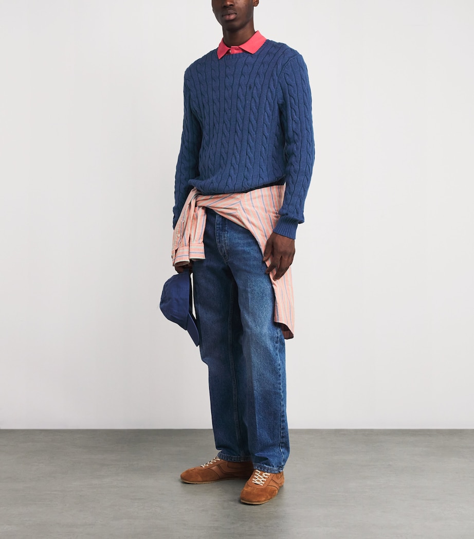 Cotton Cable-Knit Sweater NAVY HEATHER Image 2