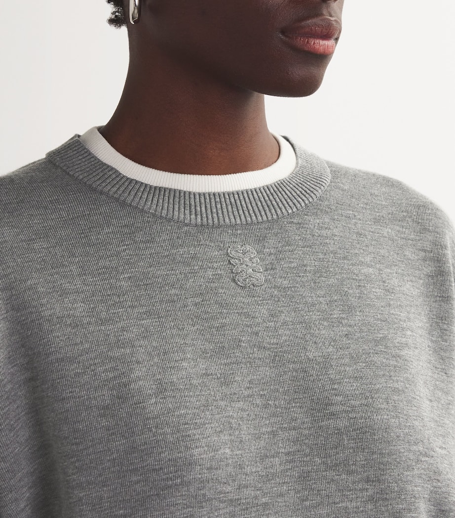 Contrast-Neck Oversized Sweater GREY Image 6
