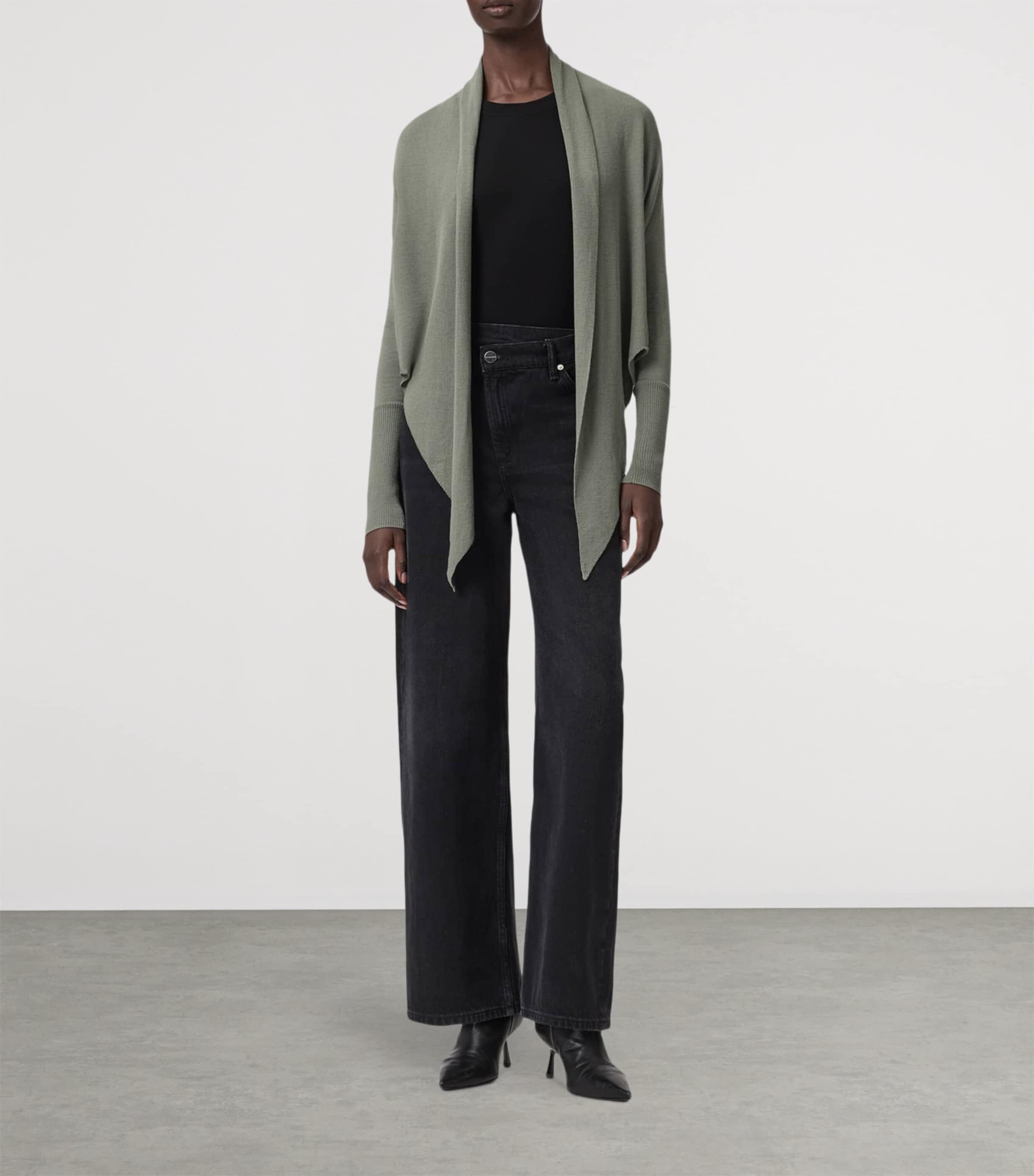 AllSaints Womens Wool Wasson Pirate Cardigan Laurel Green Image 2