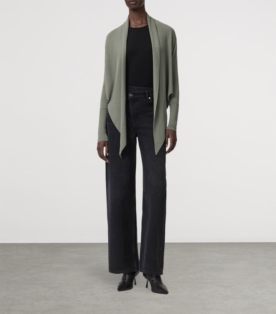 AllSaints Womens Wool Wasson Pirate Cardigan Laurel Green Image 2