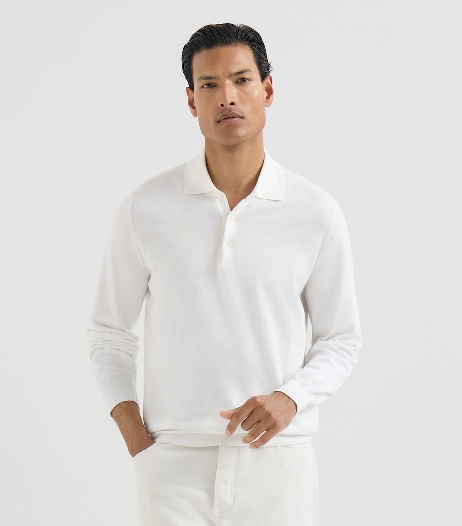 Brunello Cucinelli Mens Cotton Polo Sweater Image 3