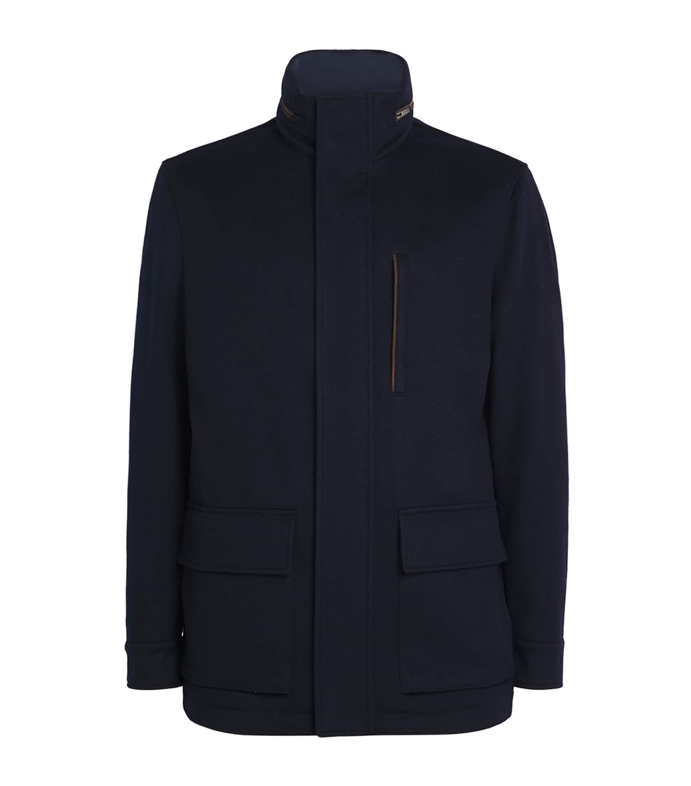 Paul & Shark Cashmere Padded Hybrid Coat In Blue