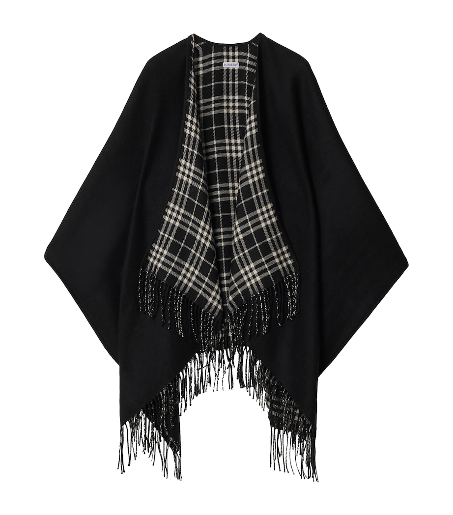 Wool Reversible Check Cape BLACK/CALICO IP CHK Image 1