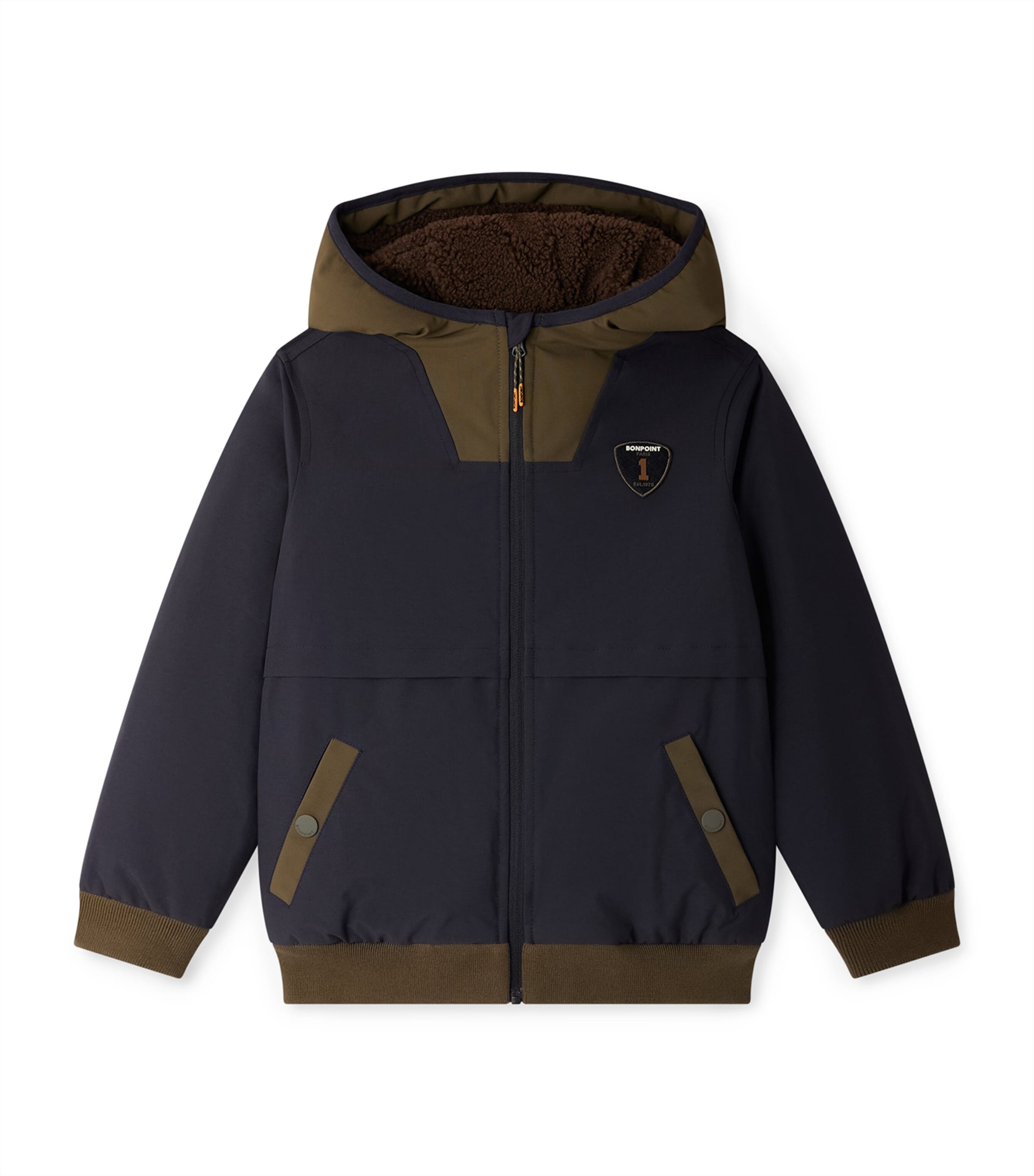 Bonpoint Logo Crest Puffer Jacket In Blue