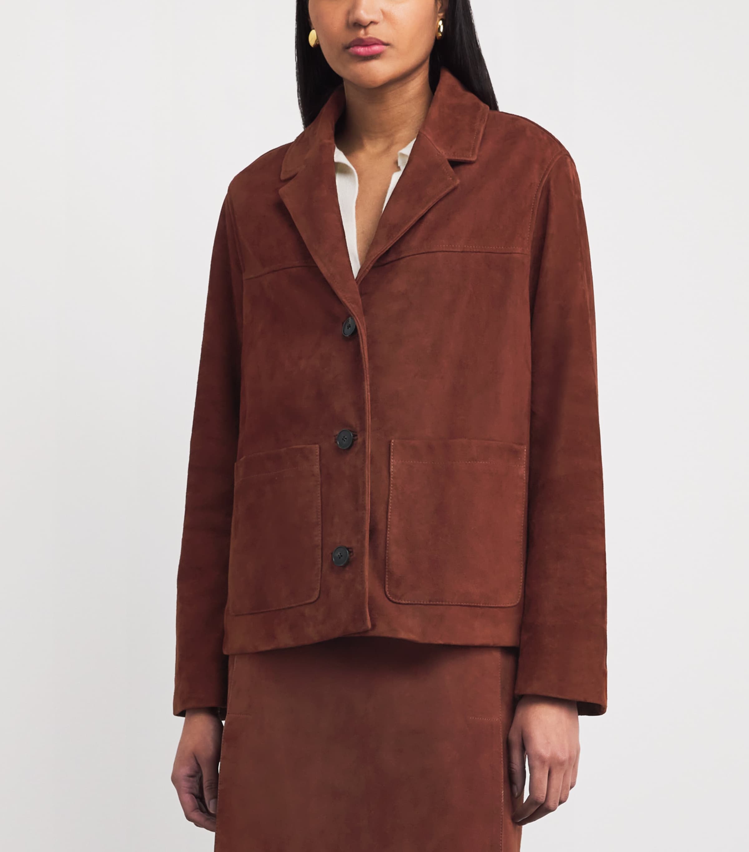 Yves Salomon Womens Lambskin Suede Collared Jacket Image 4
