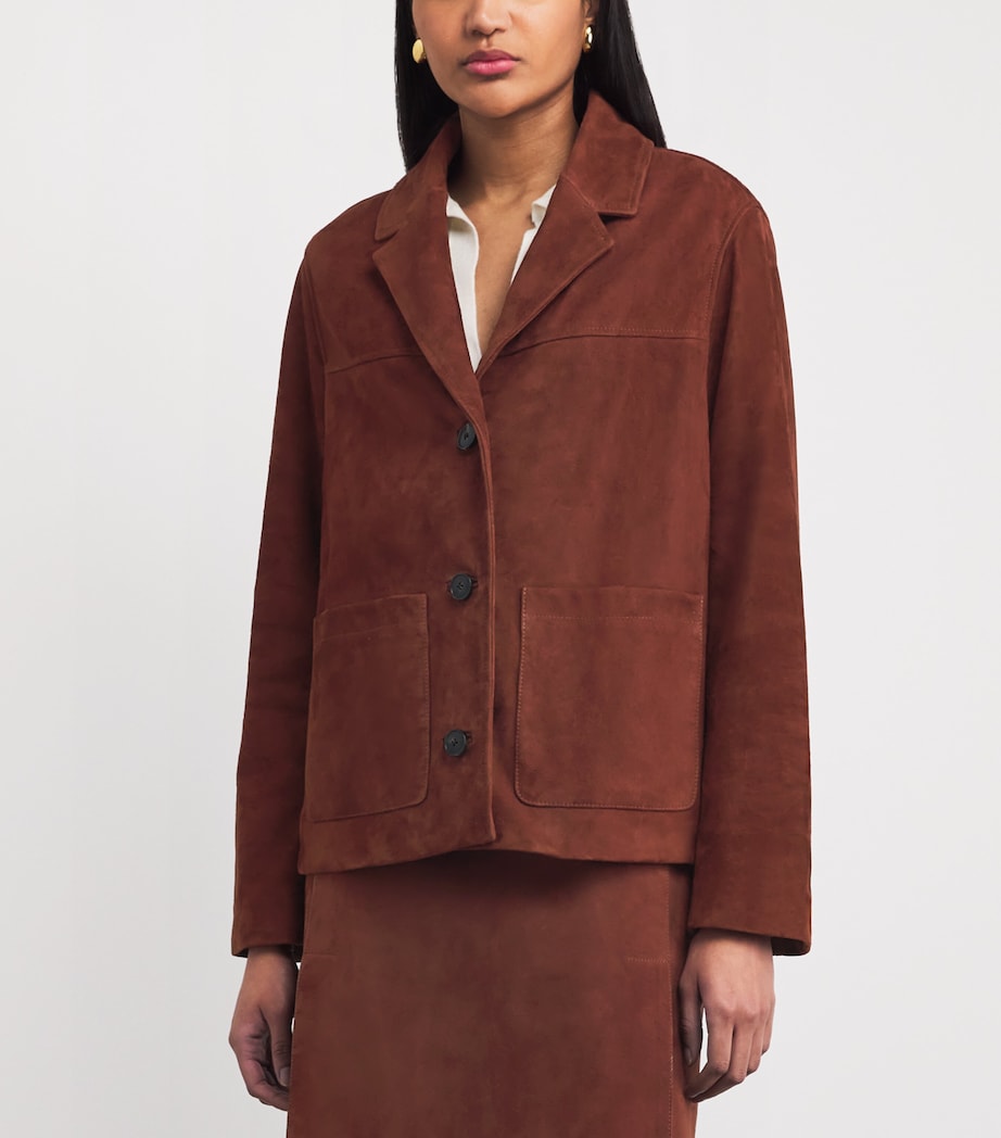 Yves Salomon Womens Lambskin Suede Collared Jacket Image 4