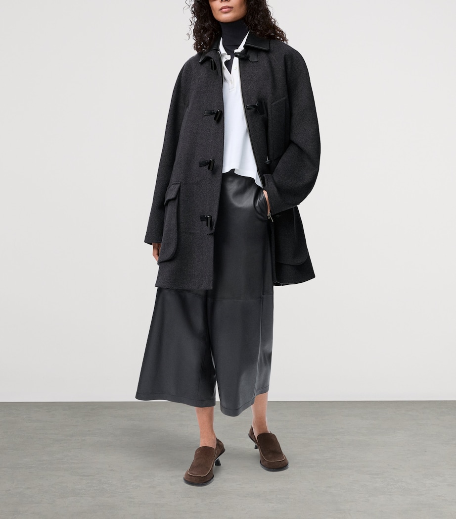 Wool-Cashmere Leather-Collar Coat CHARCOAL MELANGE Image 2