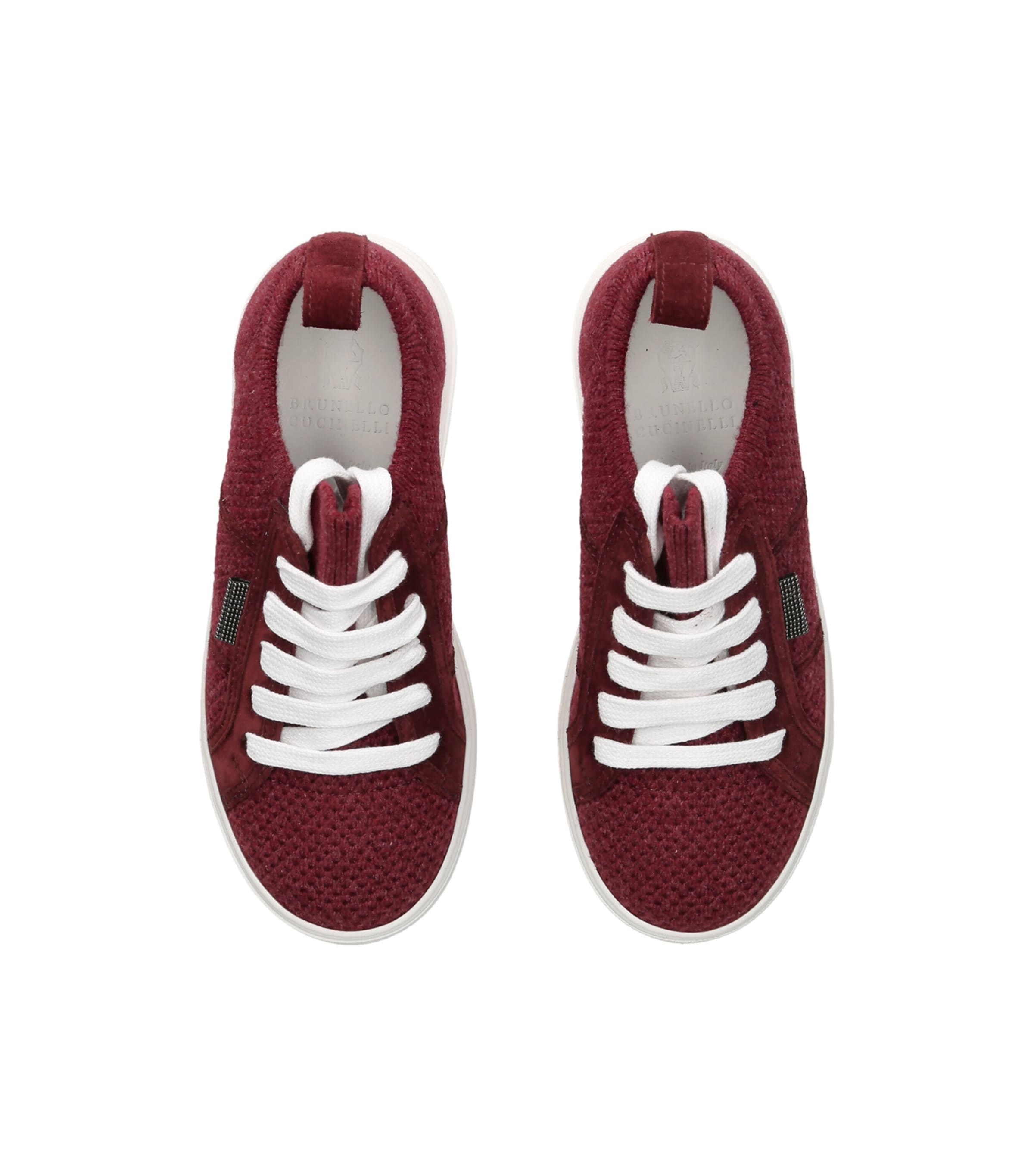 Brunello Cucinelli Kids Cotton Knitted Sneakers Wine Image 3