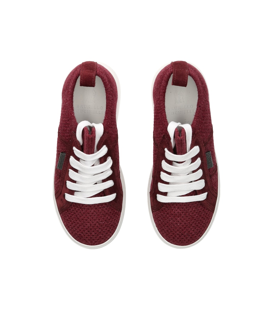 Brunello Cucinelli Kids Cotton Knitted Sneakers Wine Image 3