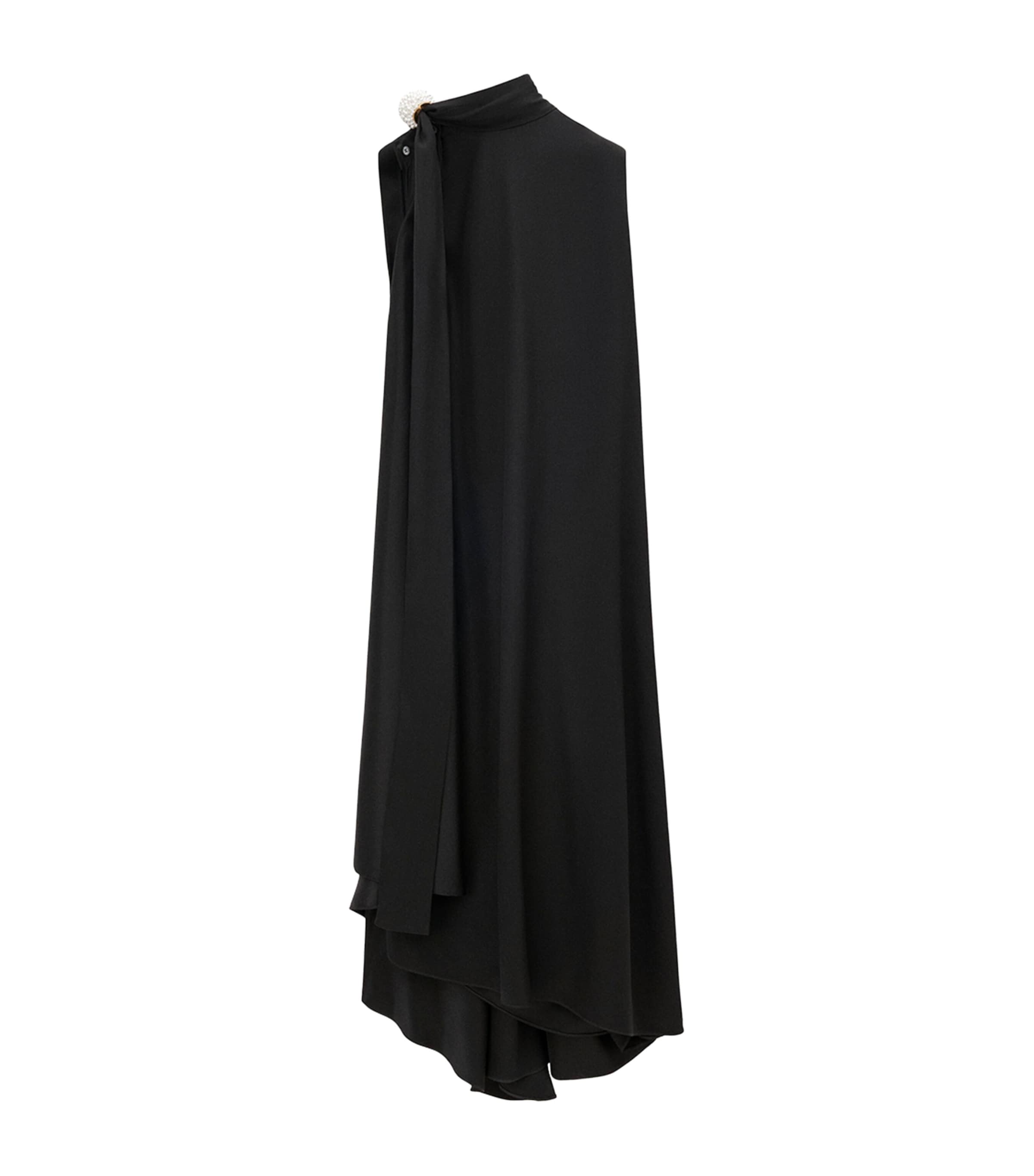 Loewe Silk Ruffle Midi Dress In Black