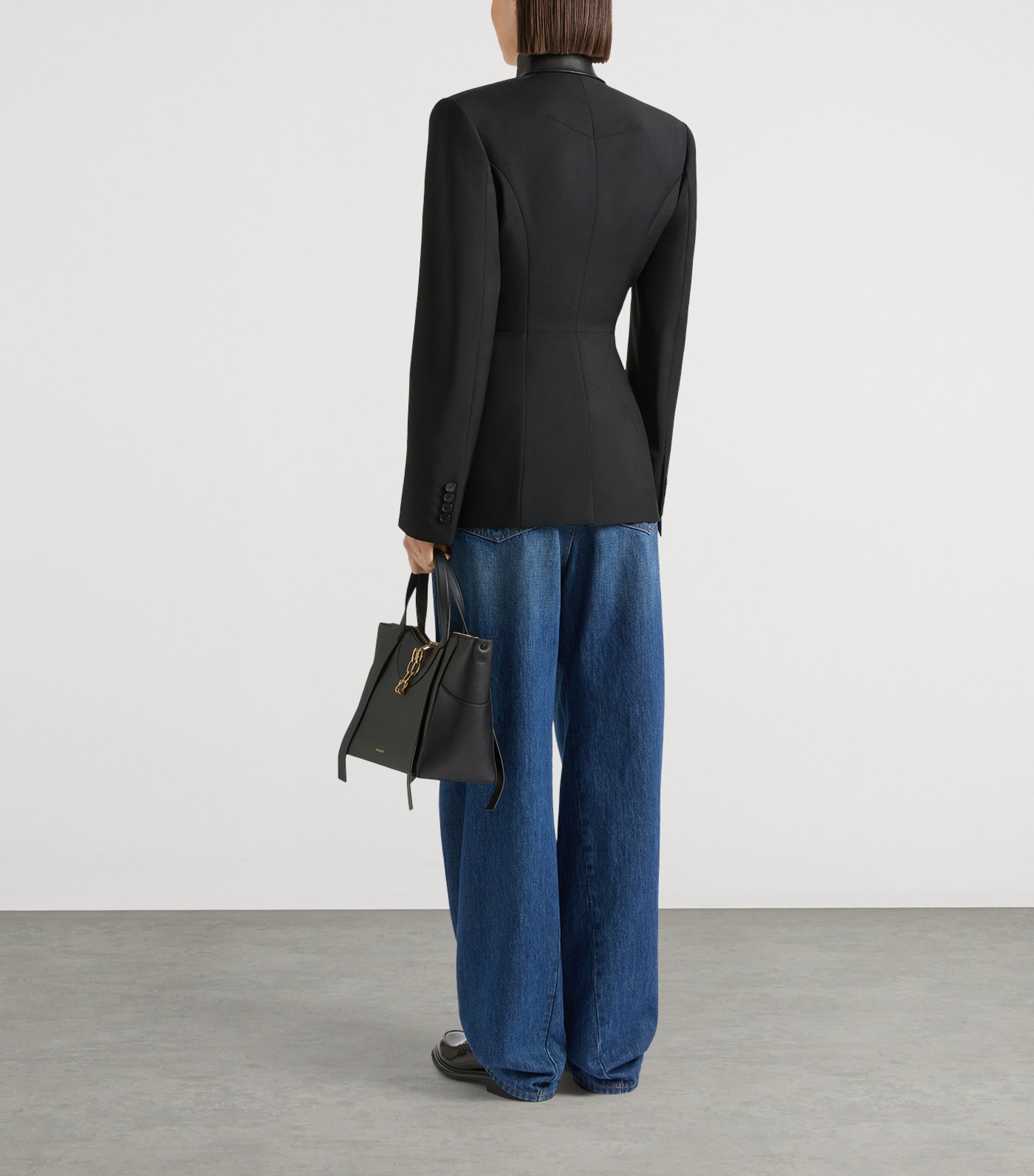 Givenchy Womens Two-Tone Cocoon Wide-Leg Jeans Image 3