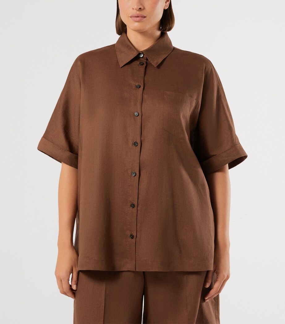 Marina Rinaldi Womens Linen Canvas Shirt Cocoa Image 3