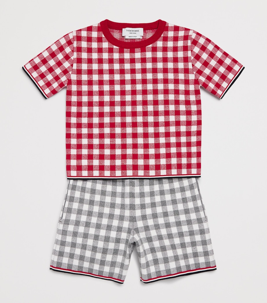 Gingham Short-Sleeve Sweater (2-12 Years) RED Image 3