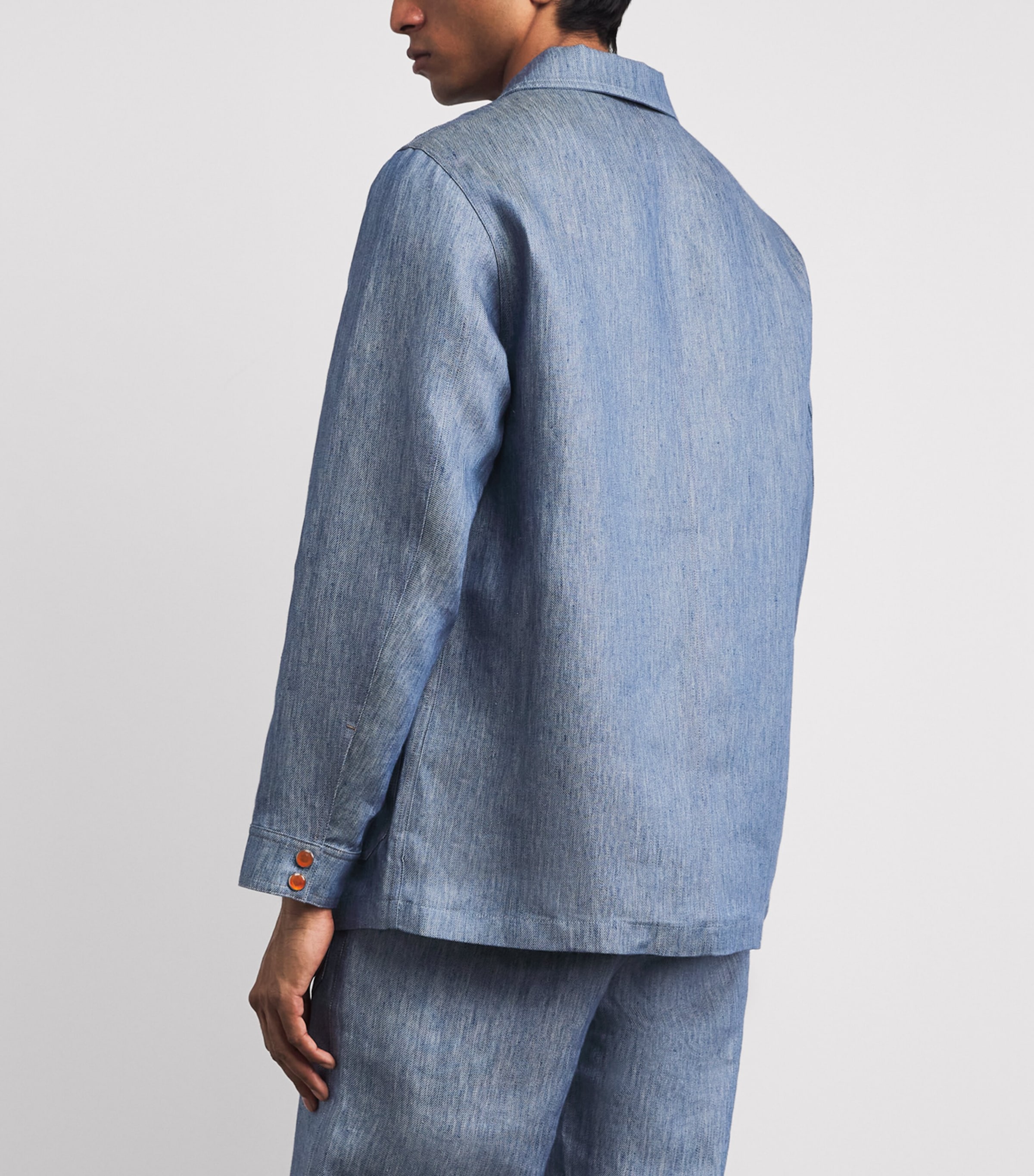 GOD'S TRUE CASHMERE Mens Linen-Denim Jacket Carnelian Image 5