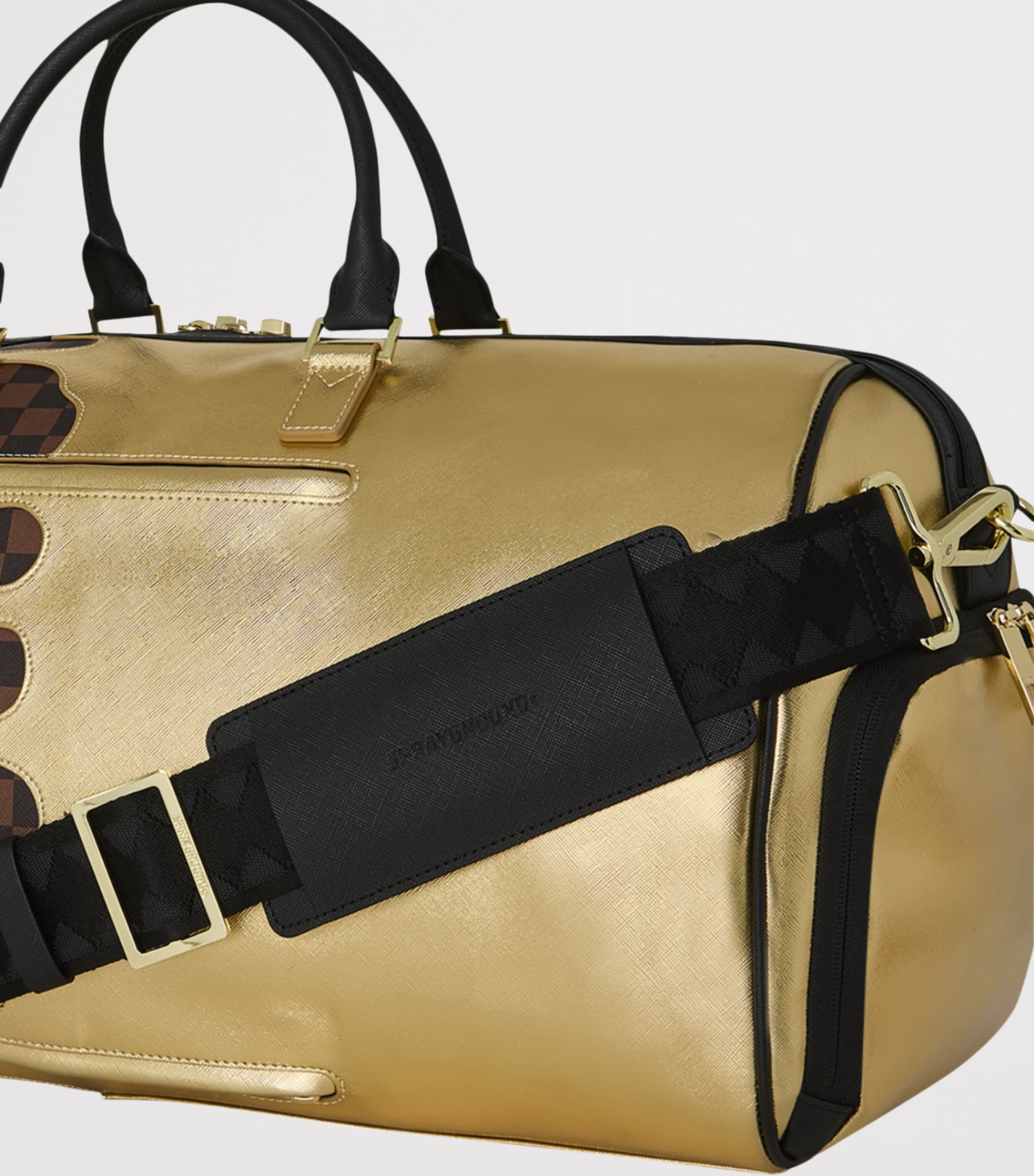 Sprayground Sharks In Paris Gold Drip Holdall Gold Image 5