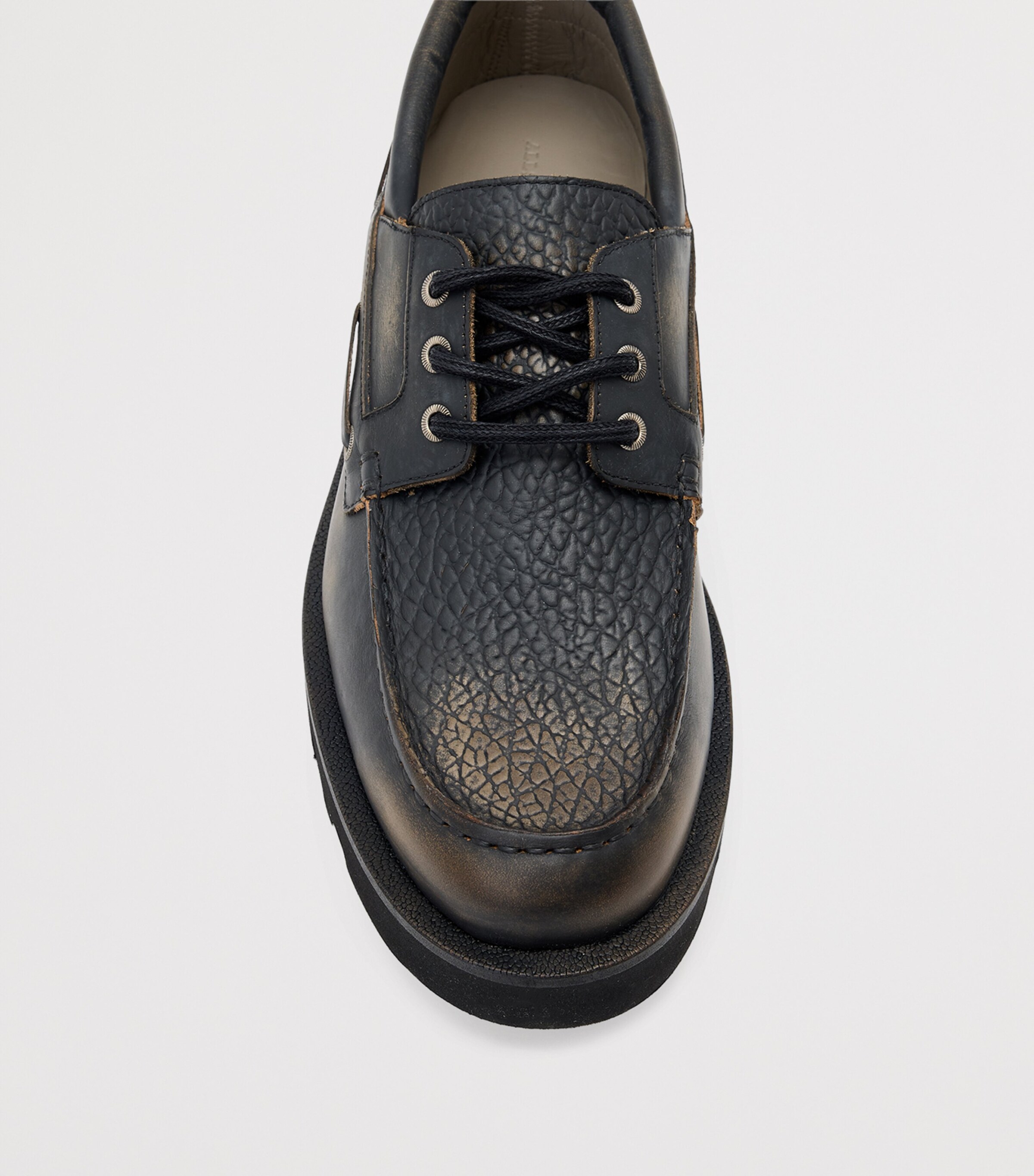 Leather Skiff Boat Shoes BLACK/BROWN Image 2