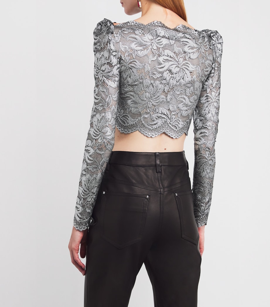 Lace Crop Top V912 BLACK / SILVER Image 4