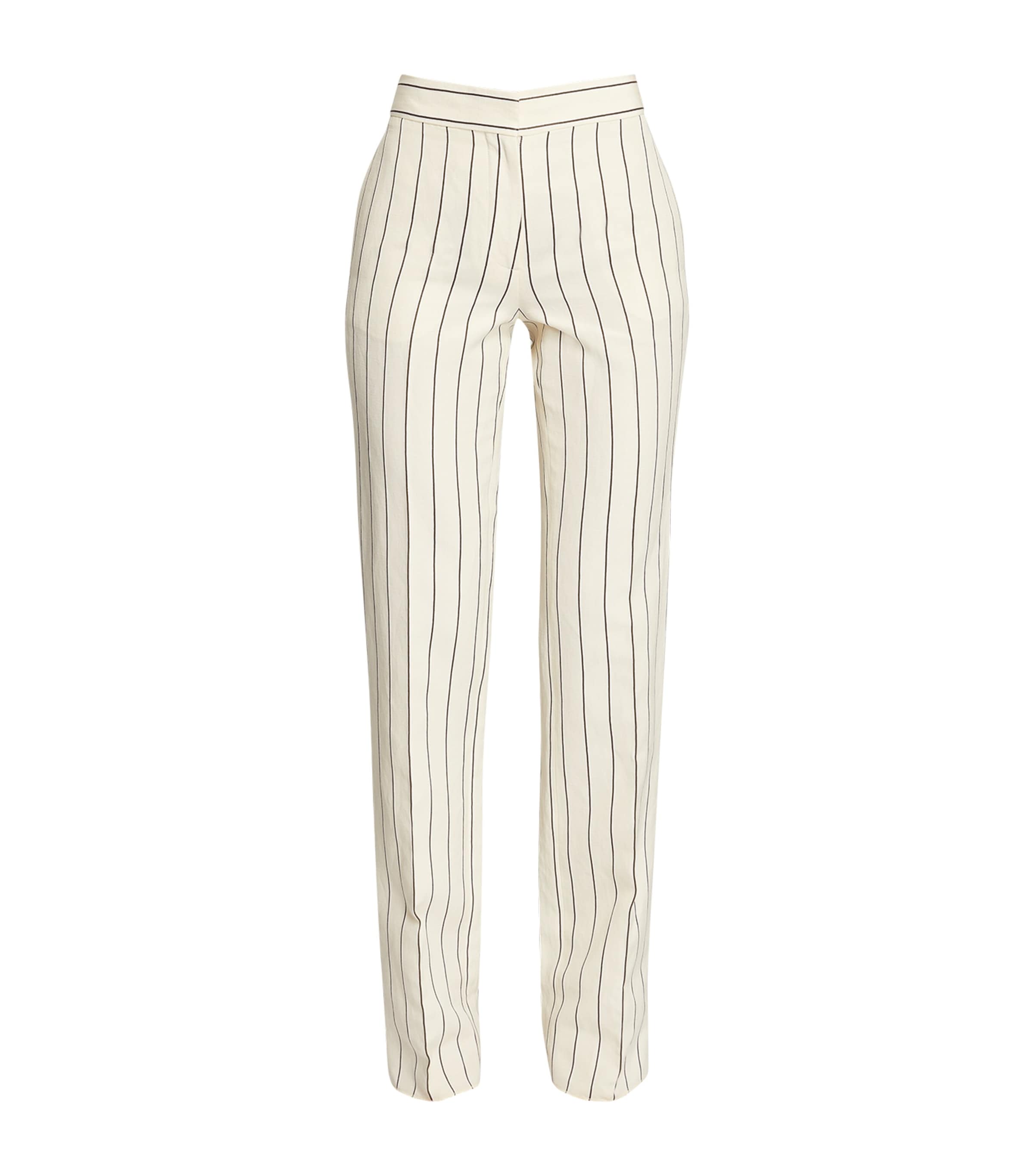 Shop Stella Mccartney Straight-leg Striped Trousers In Ivory