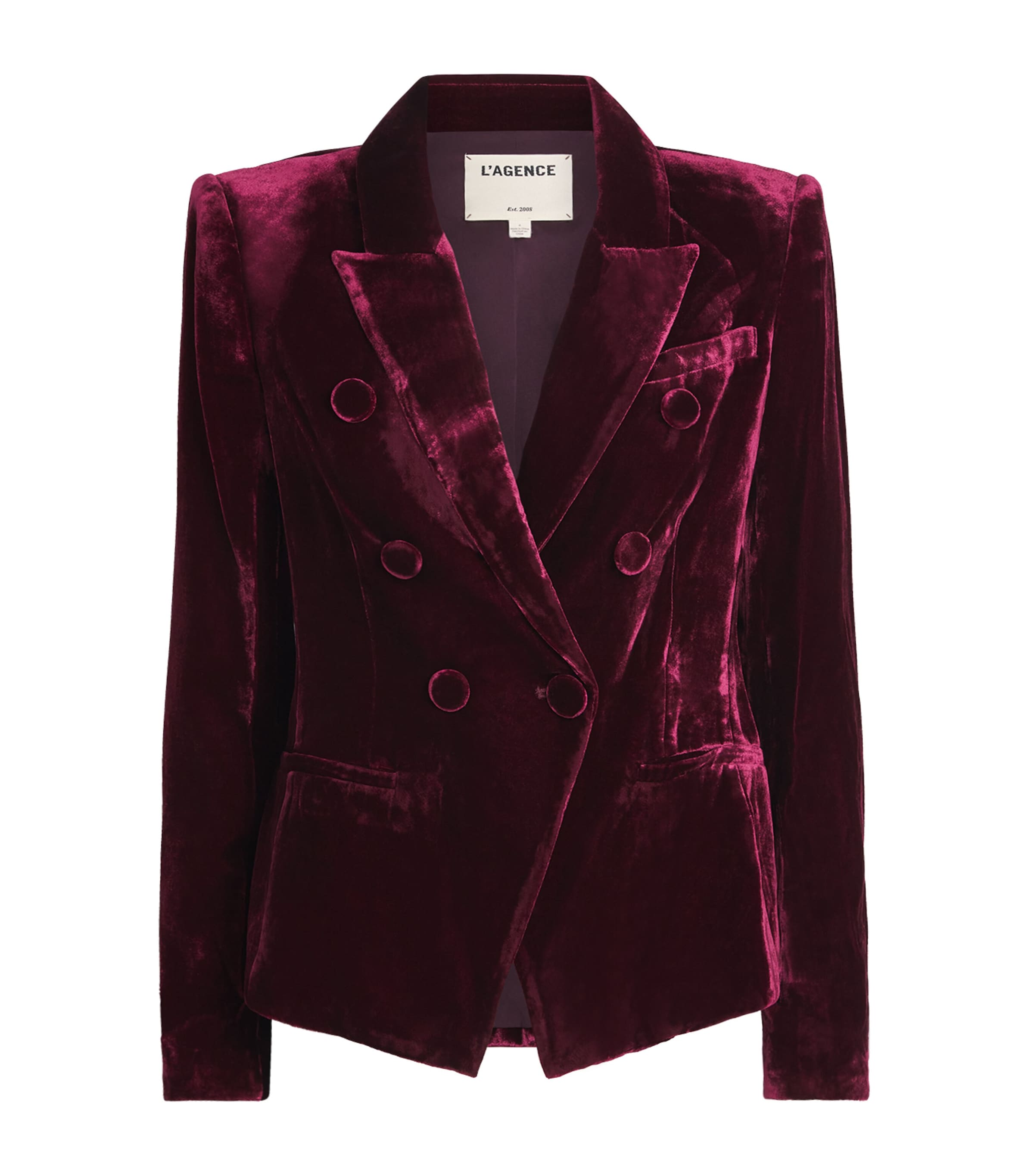L'agence Velvet Marie Double-breasted Blazer In Purple
