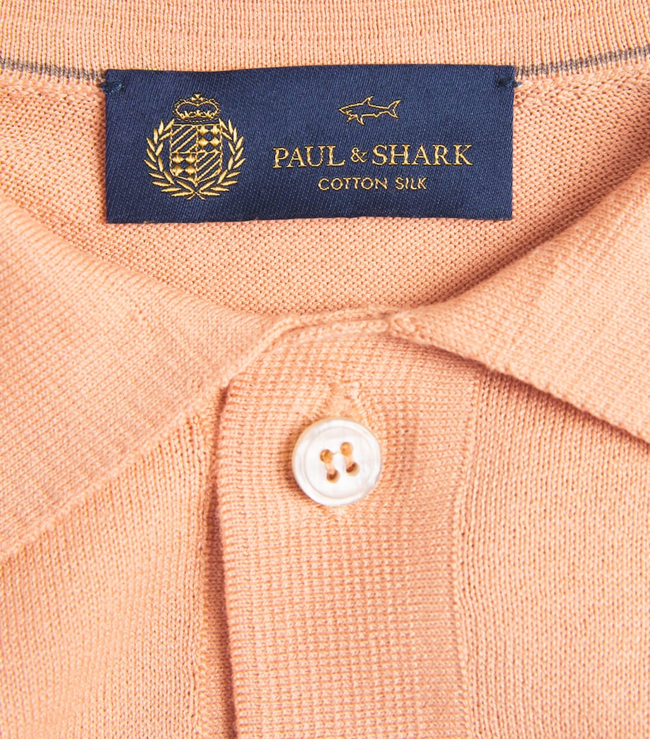 Paul & Shark Mens Silk-Cotton Polo Shirt Apricot Wash Image 6