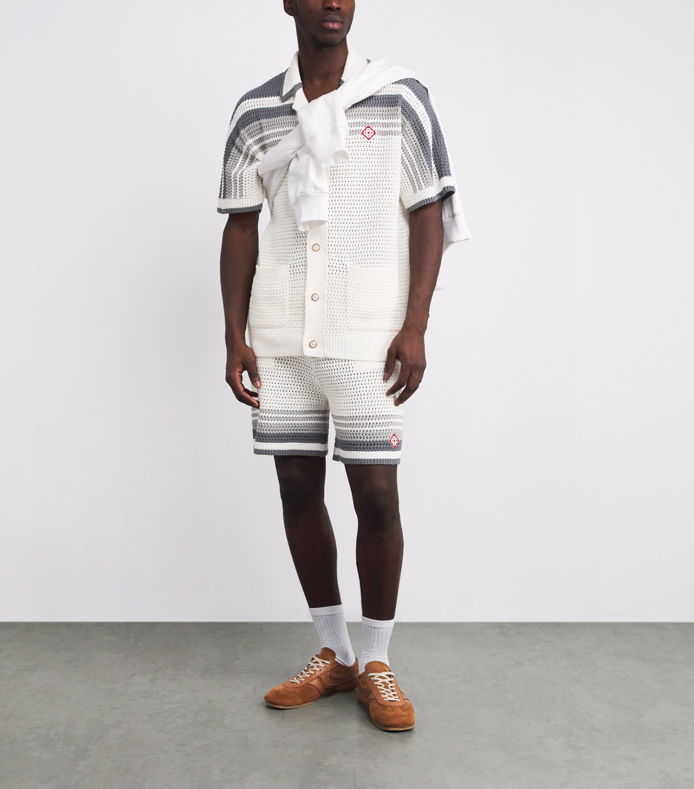 Crochet Tennis Shirt WHITE / GREY Image 2