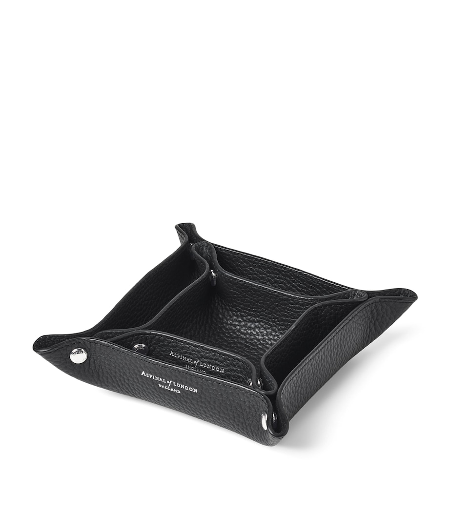 Mini Grained Leather Tidy Tray (9.5cm x 9.5cm) BLACK Image 3