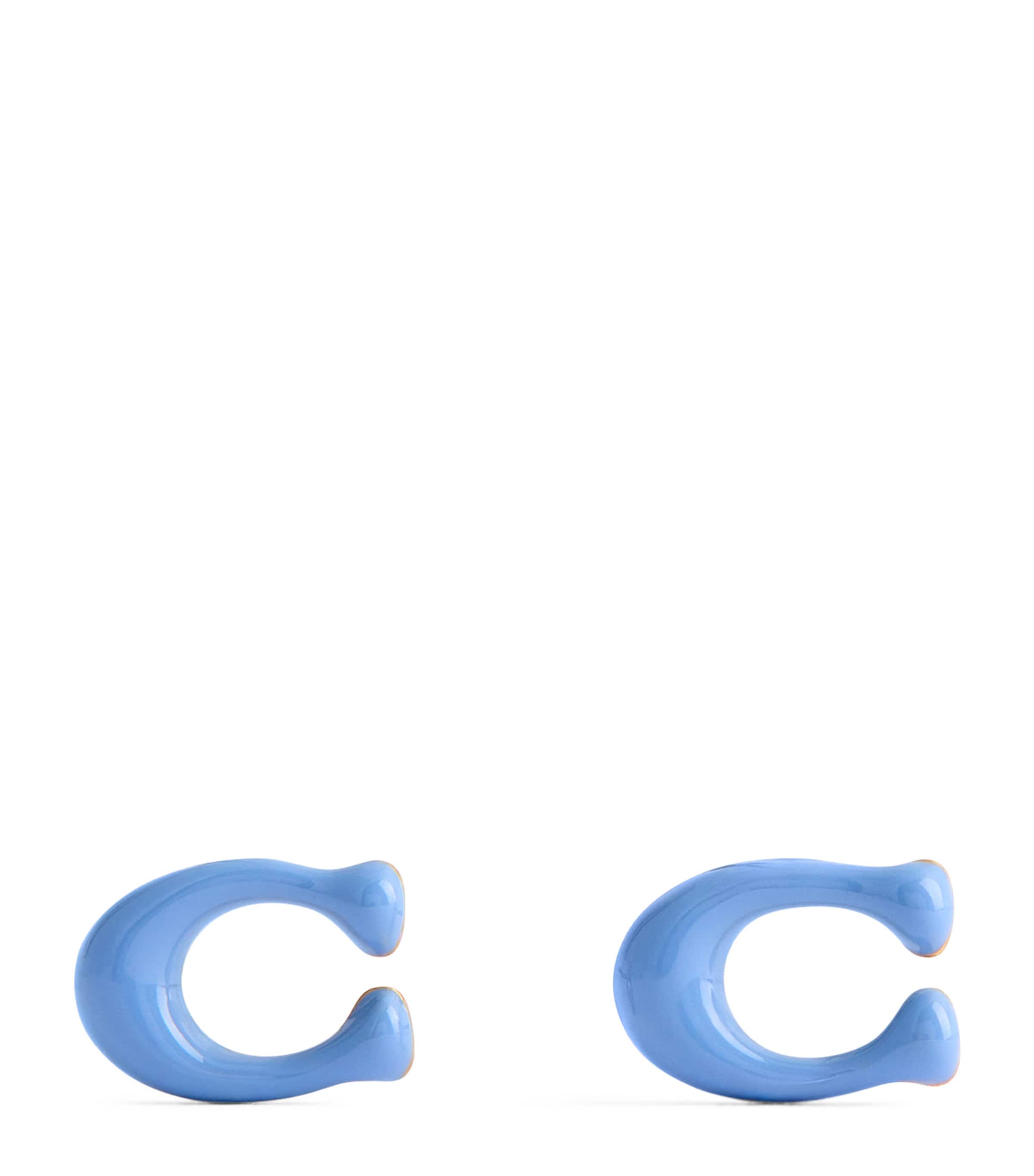 Coach Enamel C Stud Earrings In Blue