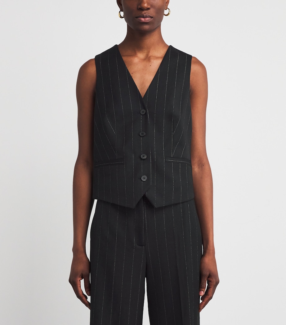Metallic Pinstripe Waistcoat BLACK/GOLD Image 3